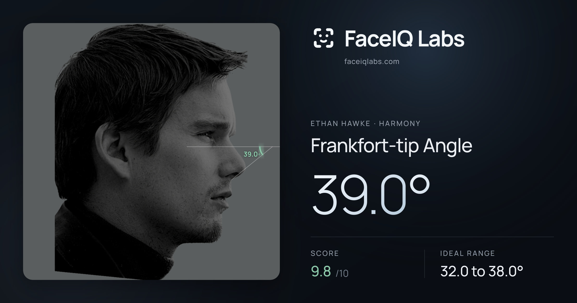 Ethan Hawke Frankfort-tip Angle: 39.0°, drawn on the photo
