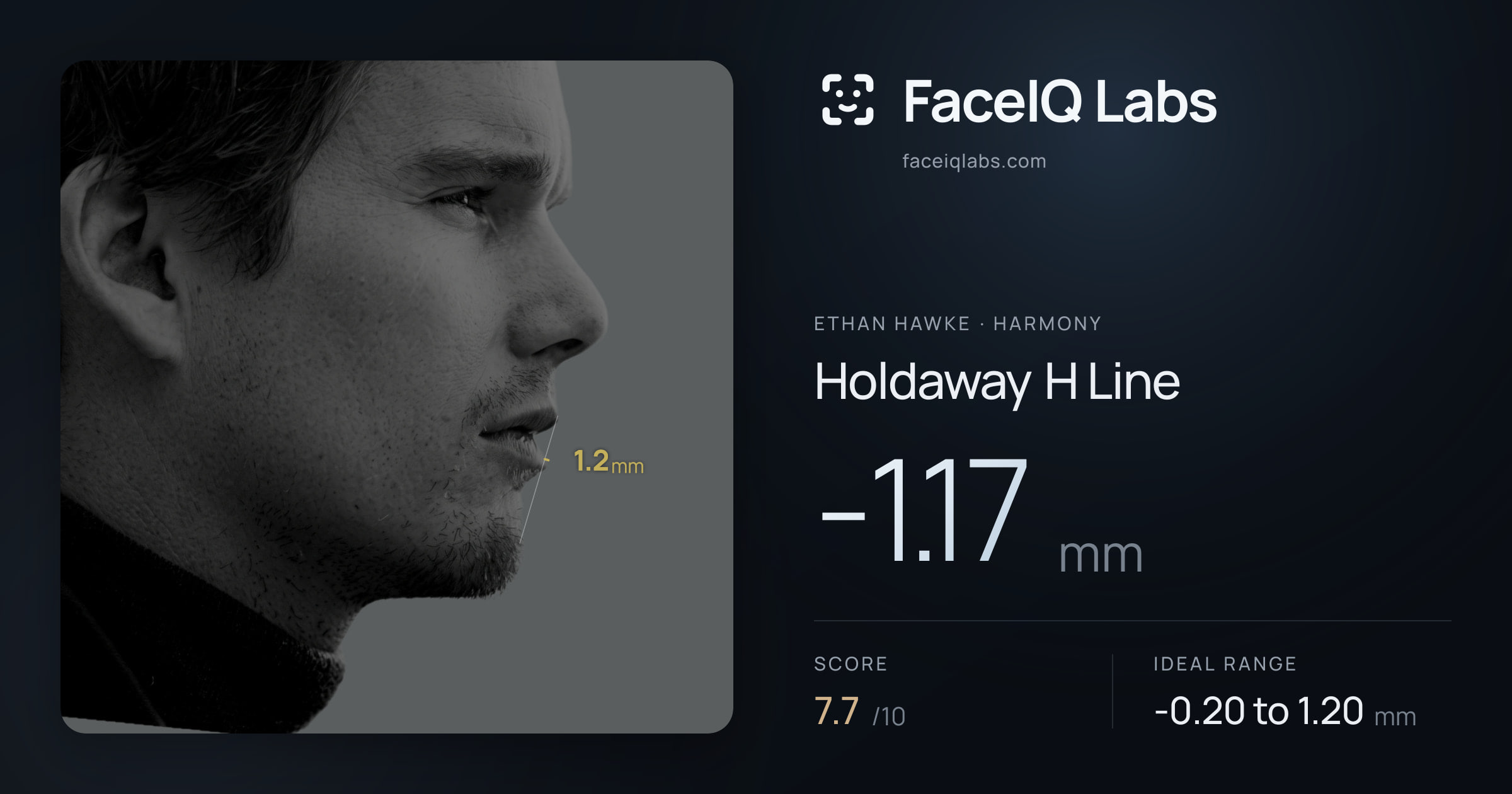 Ethan Hawke Holdaway H Line: -1.17mm, drawn on the photo