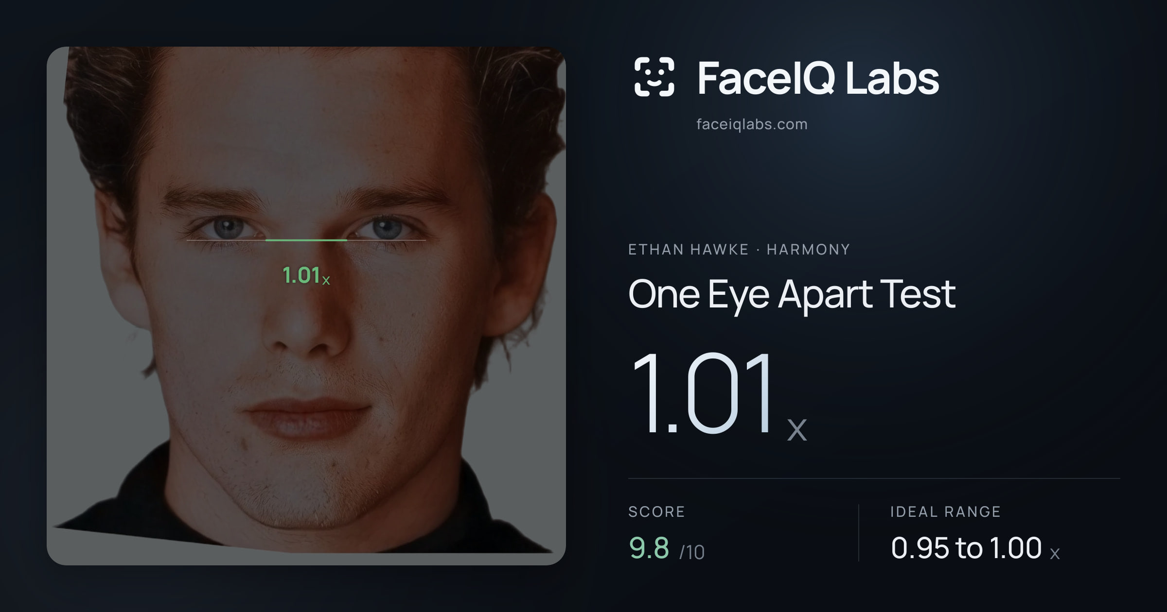 Ethan Hawke One Eye Apart Test: 1.01x, drawn on the photo