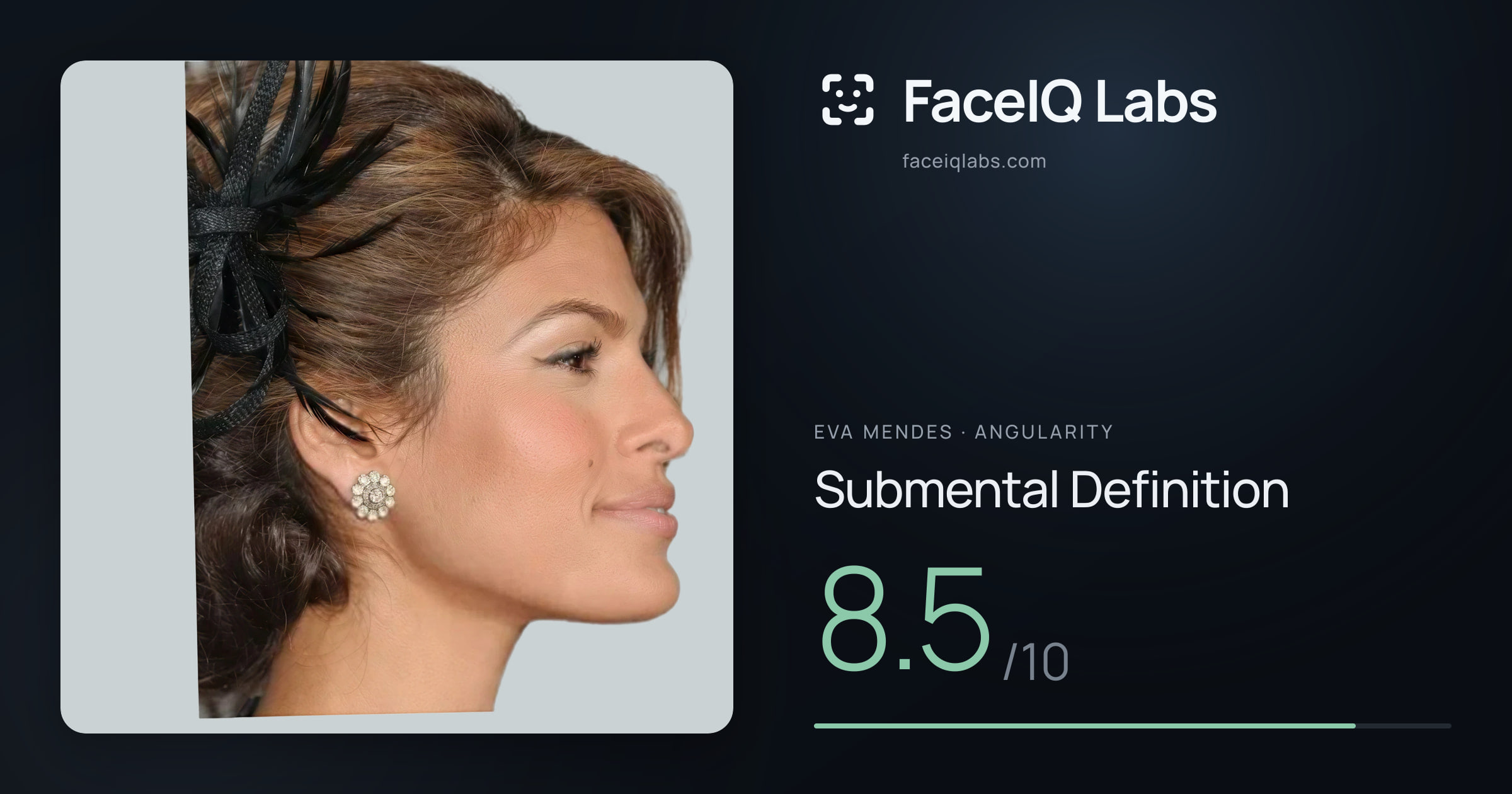 Eva Mendes Submental Definition: 8.5/10, drawn on the photo