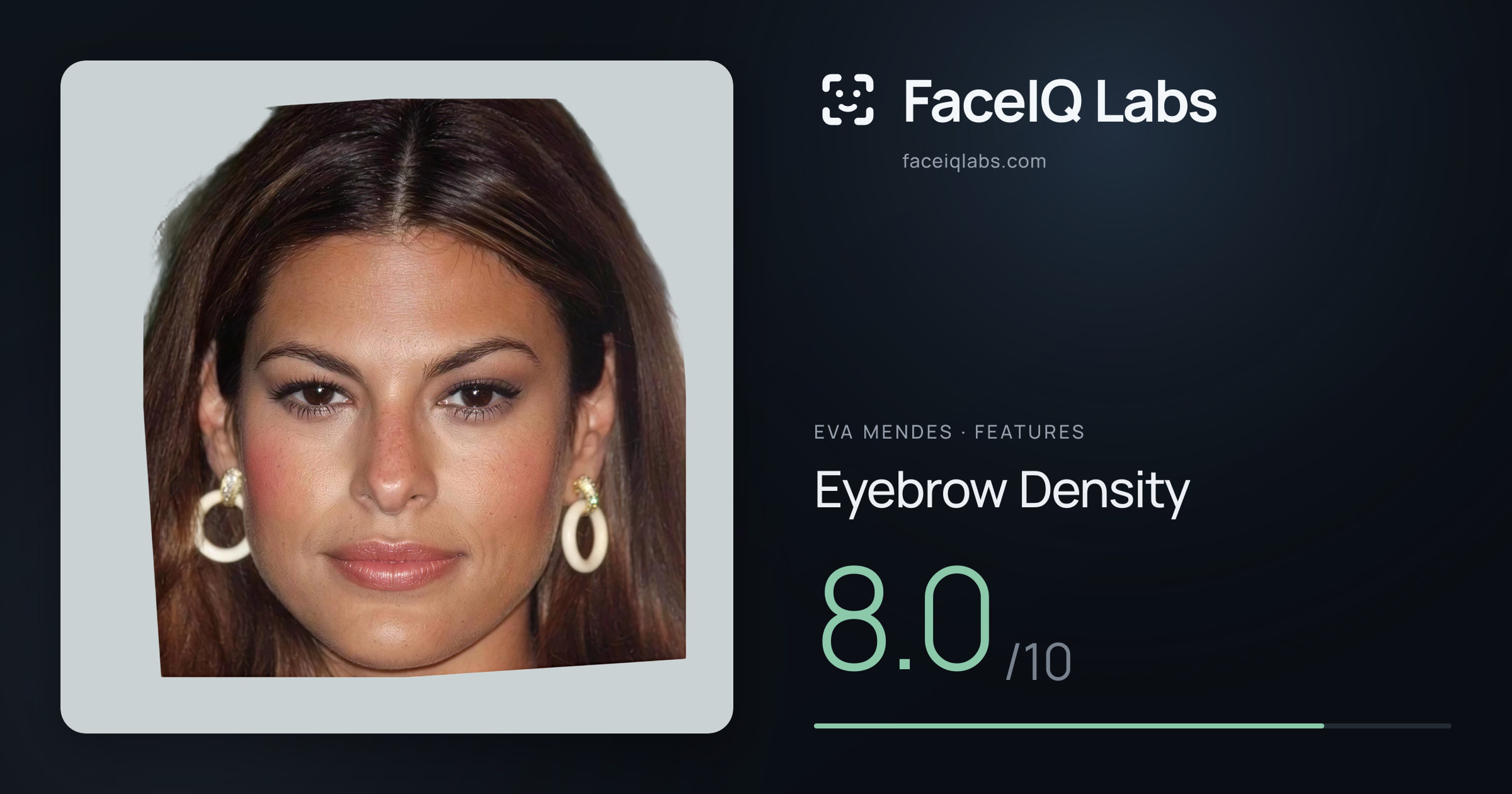 Eva Mendes Eyebrow Density: 8.0/10, drawn on the photo