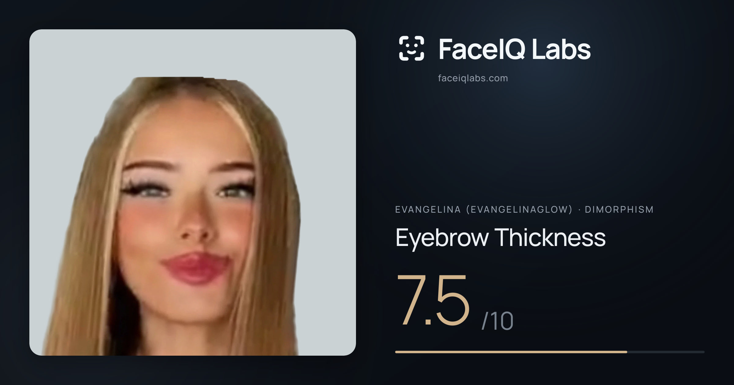 Evangelina (Evangelinaglow) Eyebrow Thickness: 7.5/10, drawn on the photo