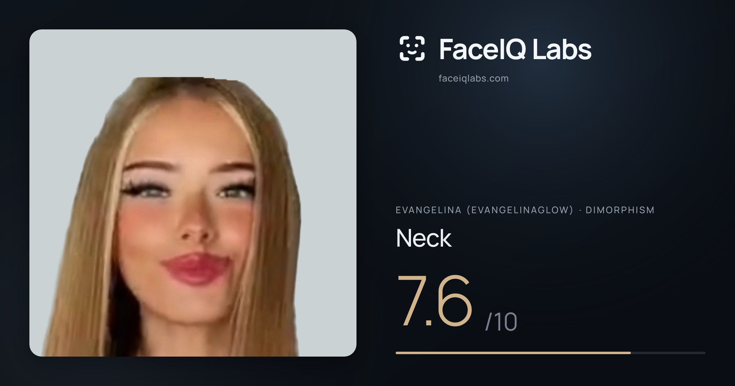 Evangelina (Evangelinaglow) Neck: 7.6/10, drawn on the photo