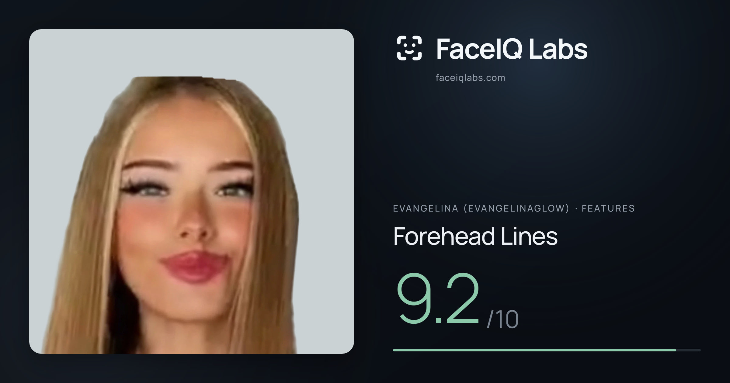 Evangelina (Evangelinaglow) Forehead Lines: 9.2/10, drawn on the photo
