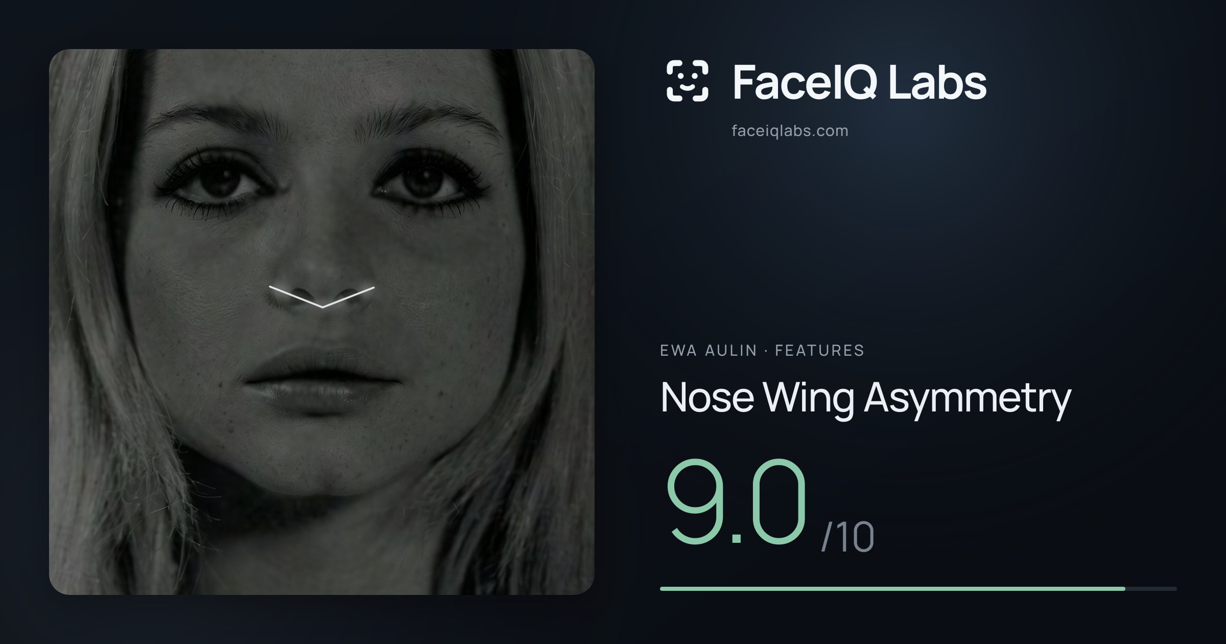Ewa Aulin Nose Wing Asymmetry: 9.0/10, drawn on the photo