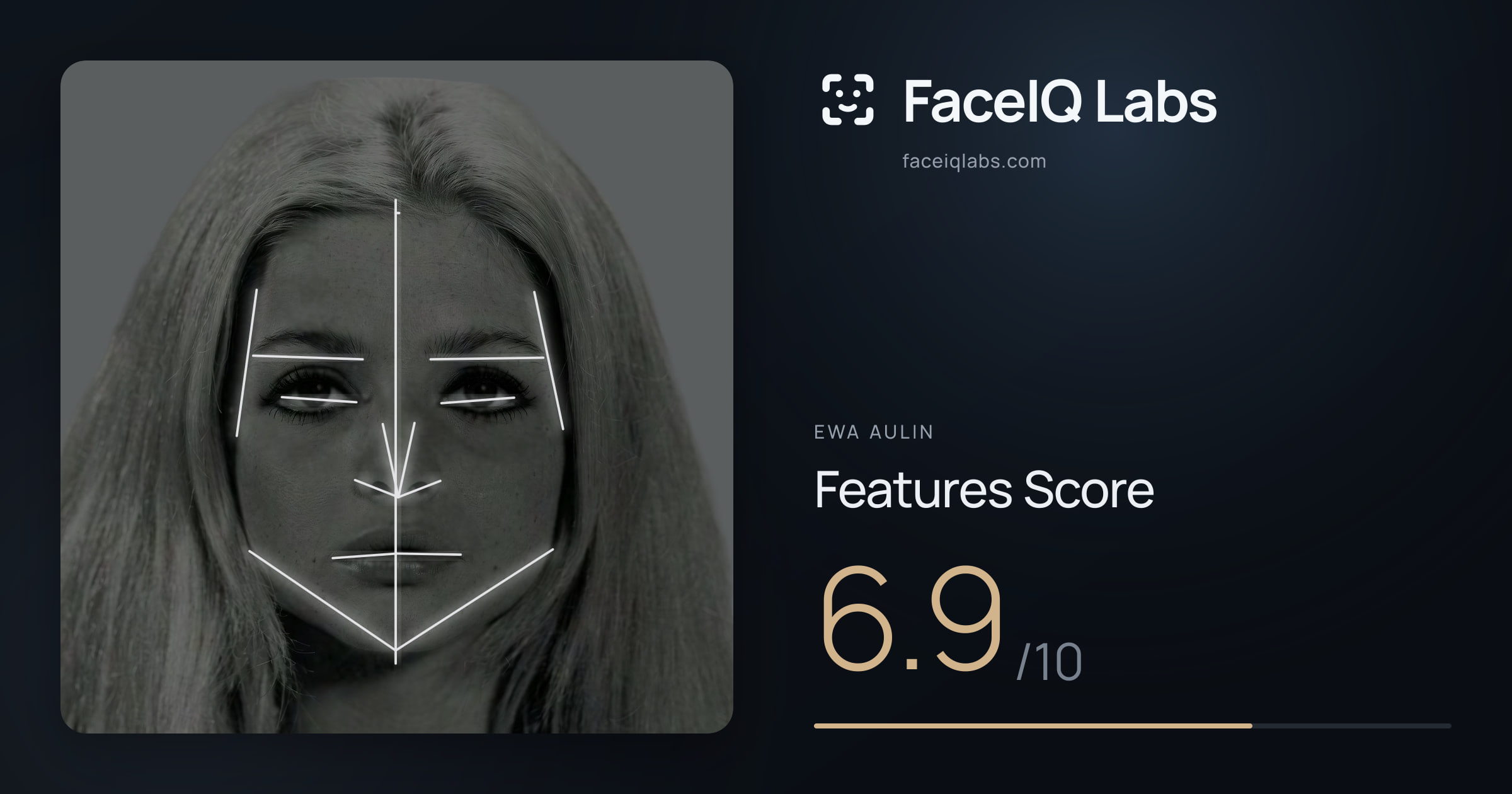 Ewa Aulin Features: 6.9/10, with each assessment drawn on the photo