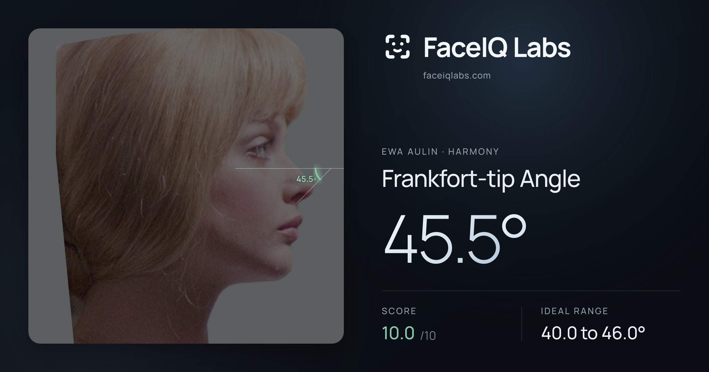 Ewa Aulin Frankfort-tip Angle: 45.5°, drawn on the photo