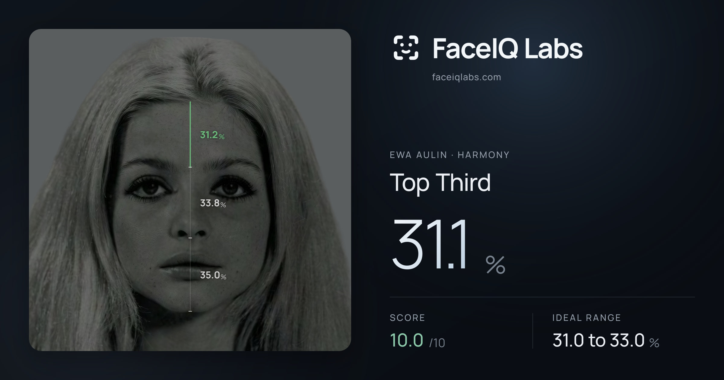 Ewa Aulin Top Third: 31.1%, drawn on the photo