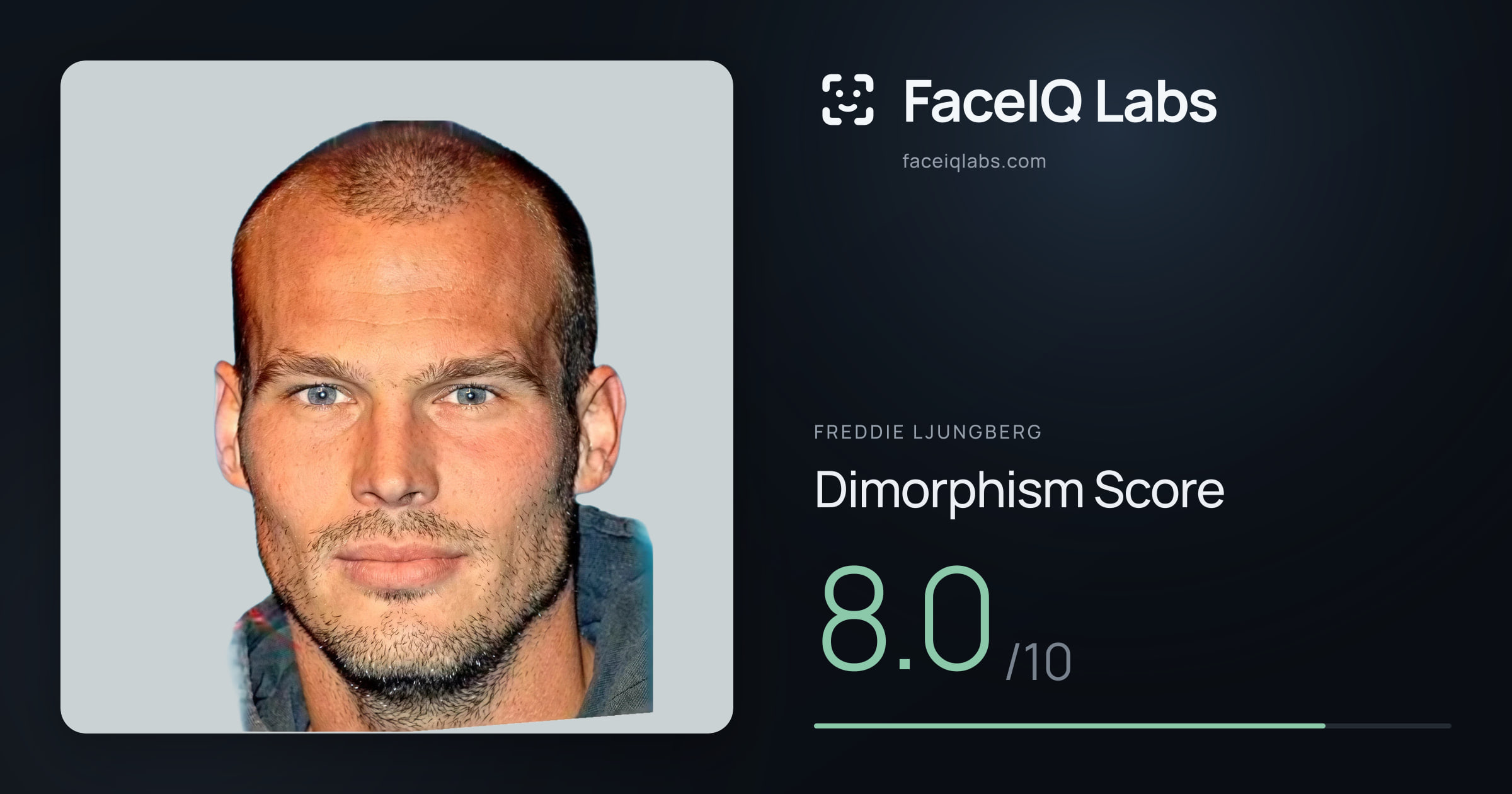Freddie Ljungberg Dimorphism: 8.0/10, with each assessment drawn on the photo