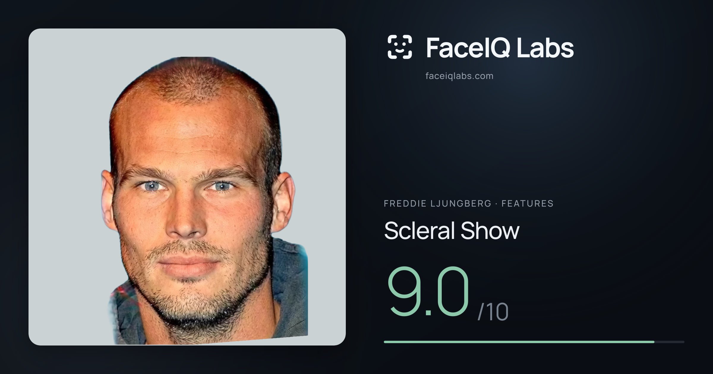 Freddie Ljungberg Scleral Show: 9.0/10, drawn on the photo