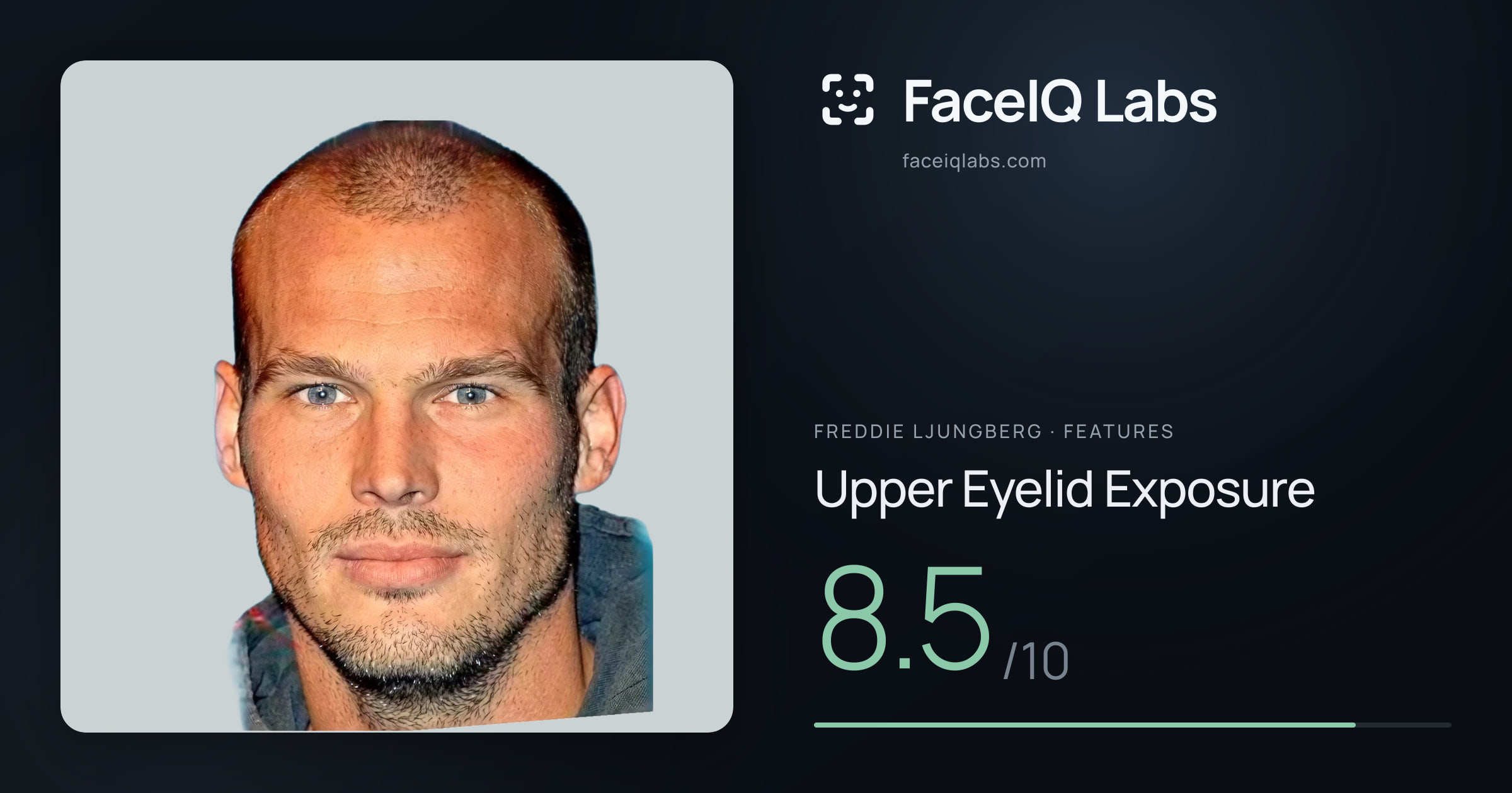 Freddie Ljungberg Upper Eyelid Exposure: 8.5/10, drawn on the photo