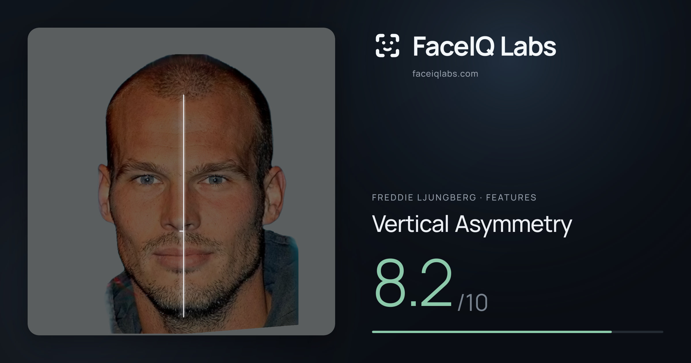 Freddie Ljungberg Vertical Asymmetry: 8.2/10, drawn on the photo