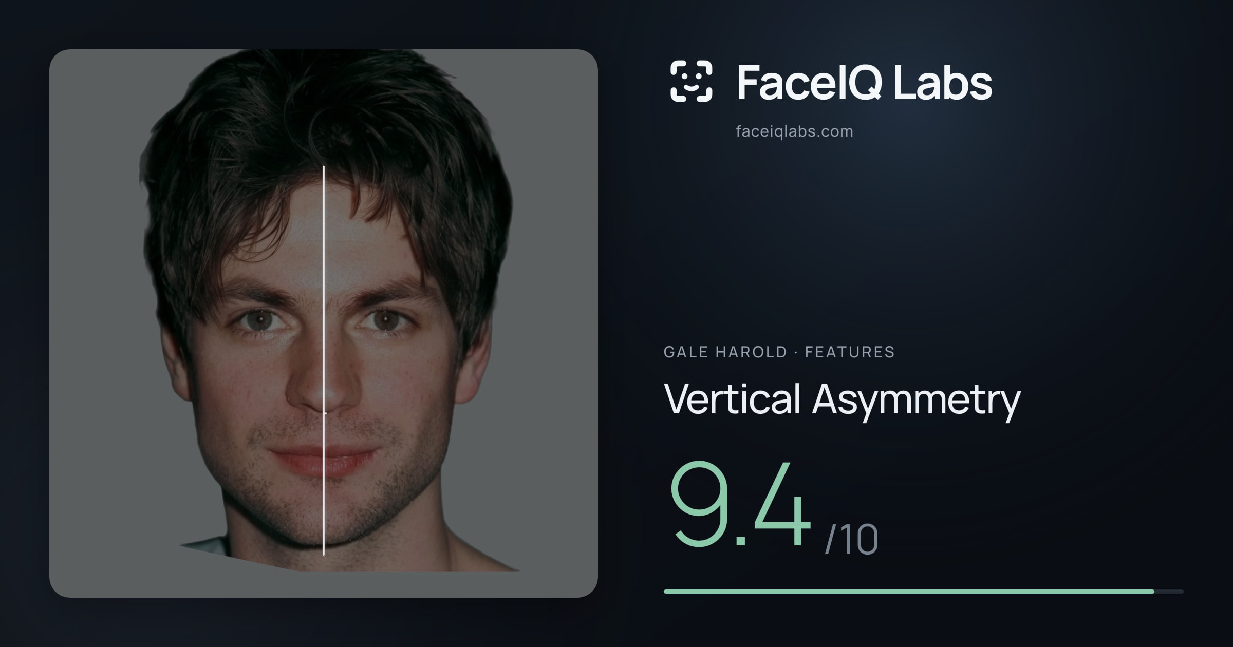 Gale Harold Vertical Asymmetry: 9.4/10, drawn on the photo