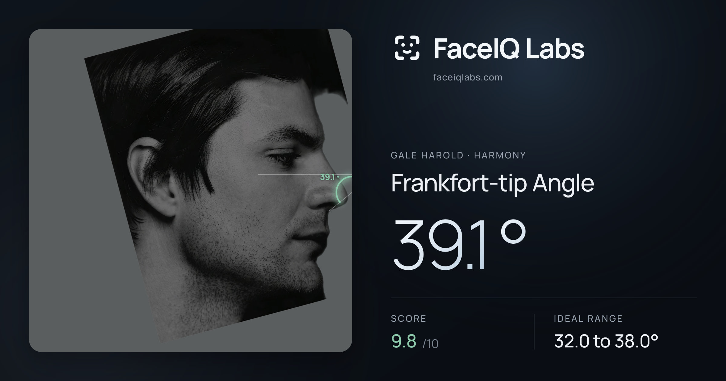 Gale Harold Frankfort-tip Angle: 39.1°, drawn on the photo