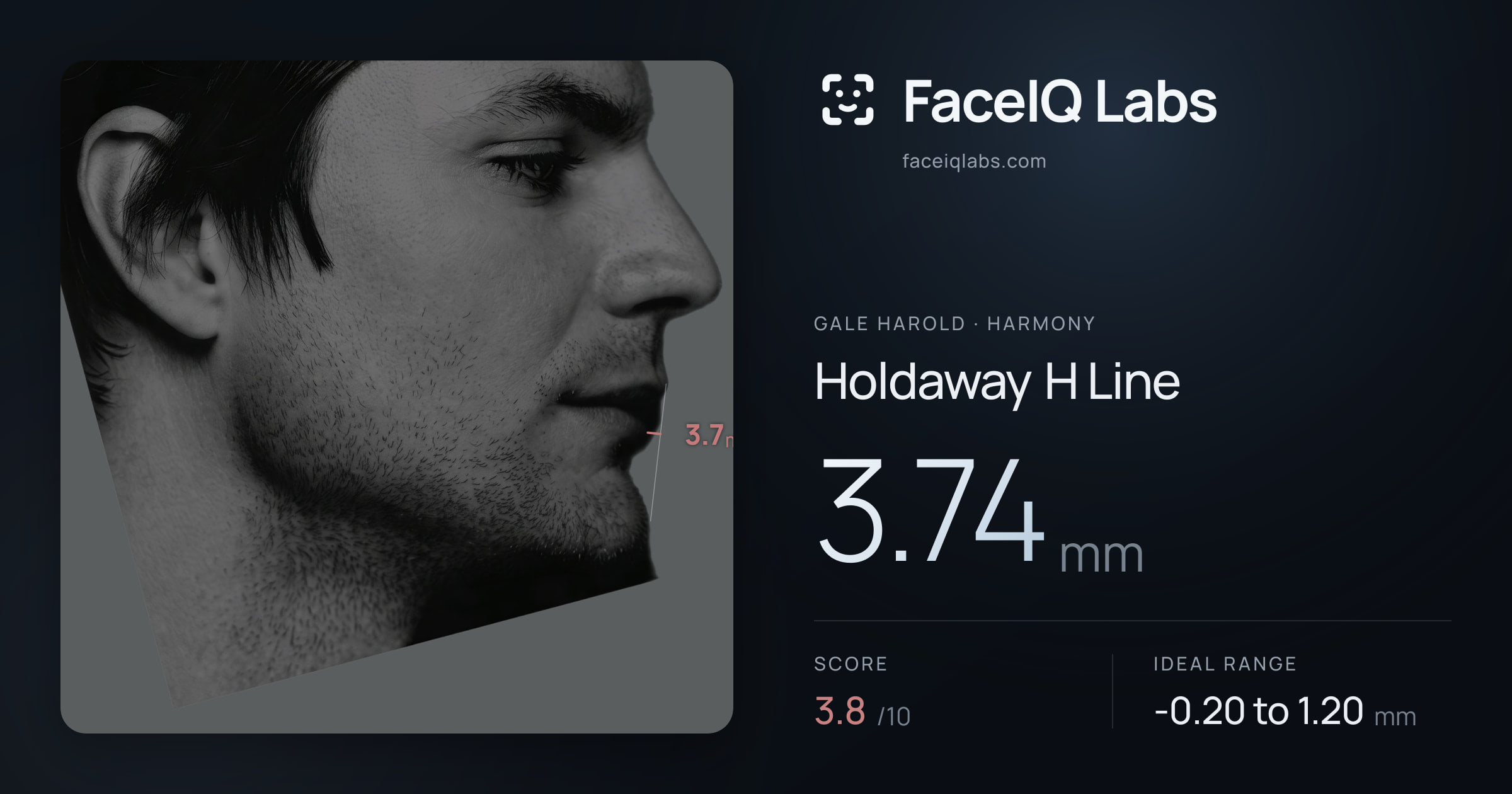 Gale Harold Holdaway H Line: 3.74mm, drawn on the photo
