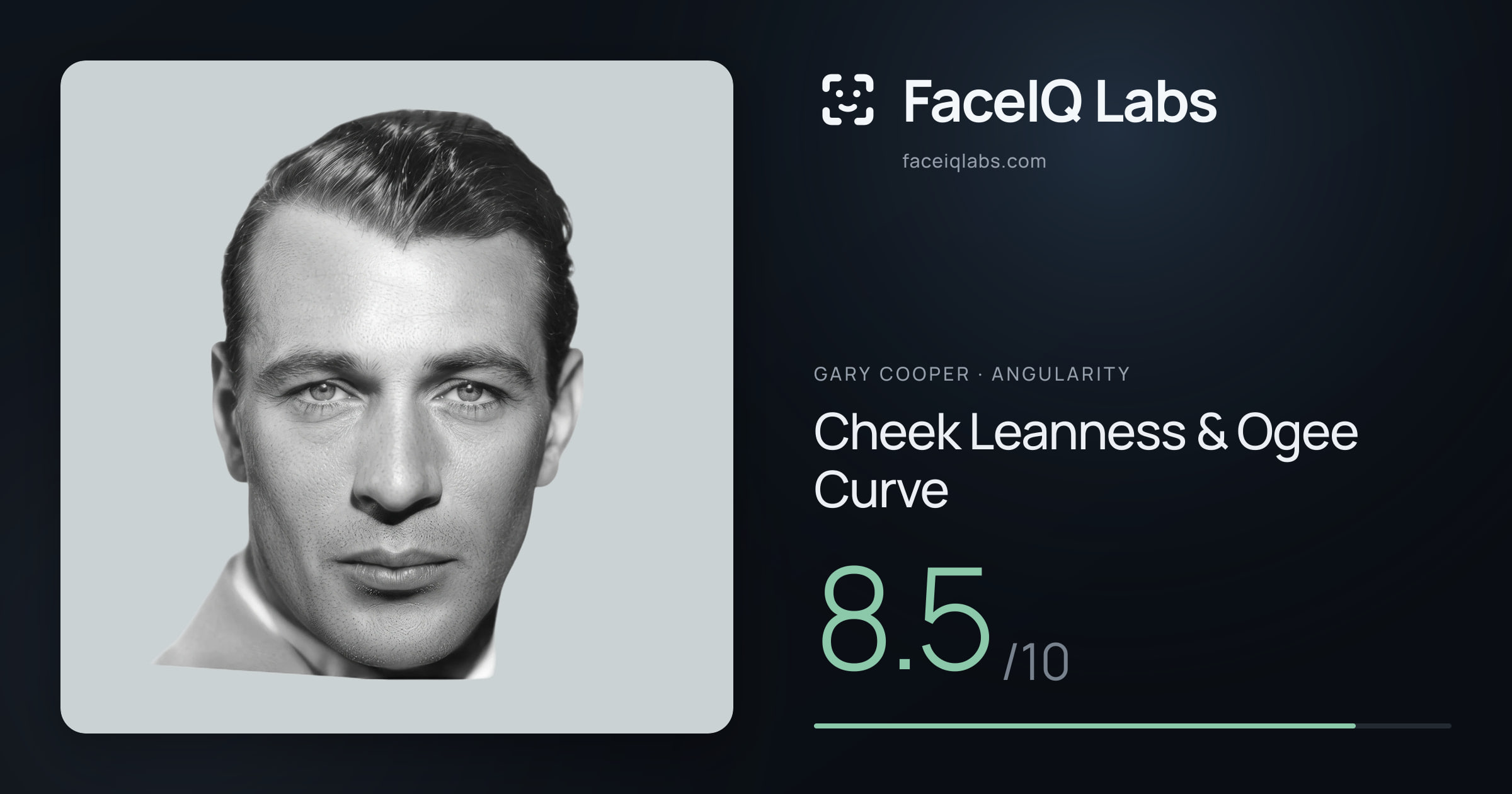 Gary Cooper Cheek Leanness & Ogee Curve: 8.5/10, drawn on the photo