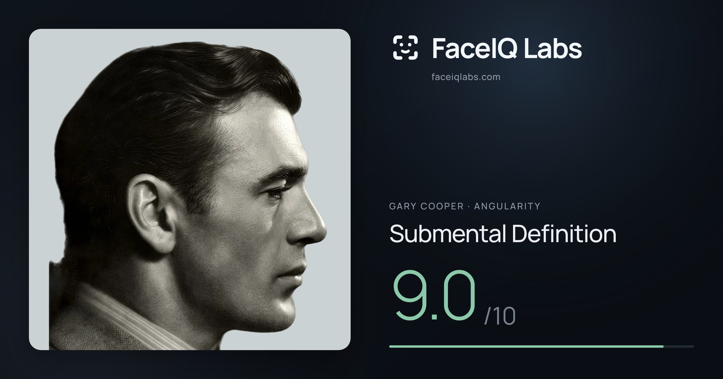 Gary Cooper Submental Definition: 9.0/10, drawn on the photo