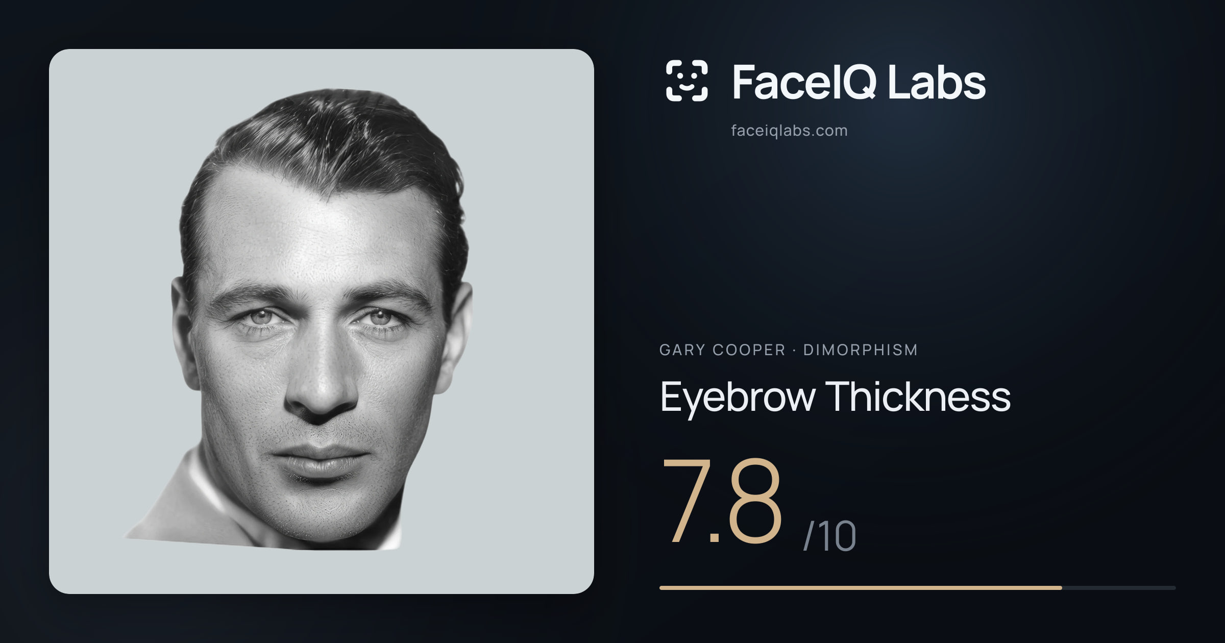 Gary Cooper Eyebrow Thickness: 7.8/10, drawn on the photo