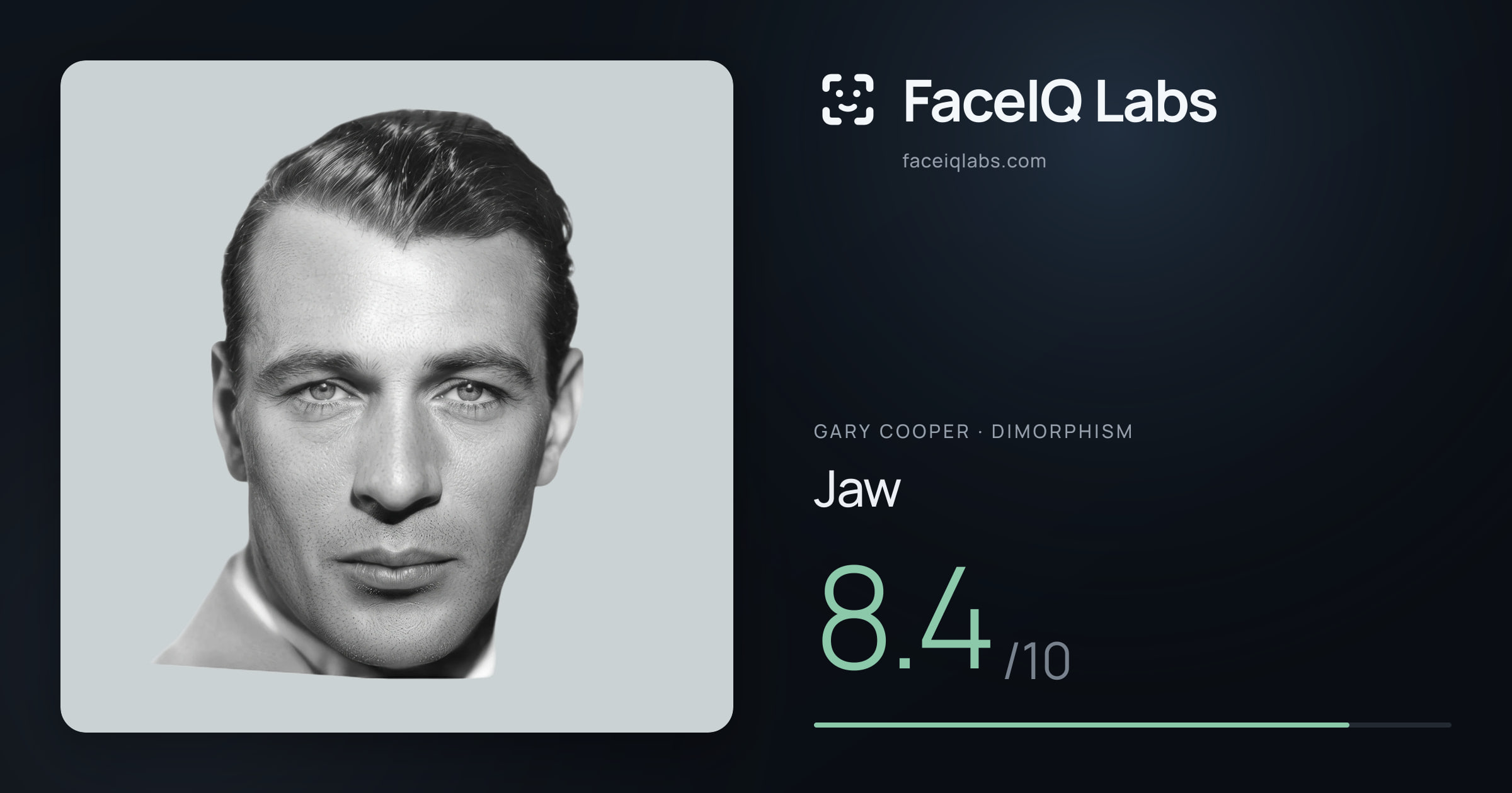 Gary Cooper Jaw: 8.4/10, drawn on the photo