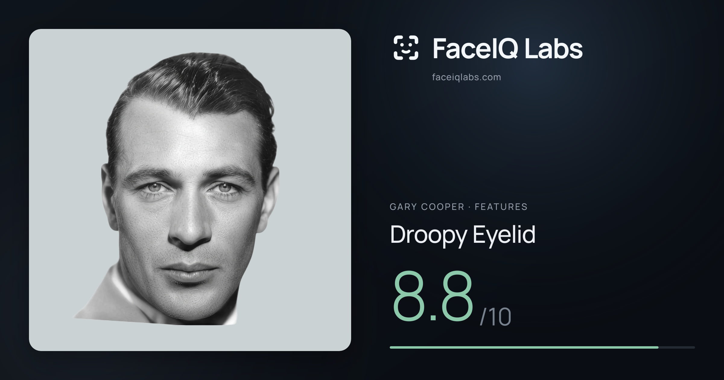 Gary Cooper Droopy Eyelid: 8.8/10, drawn on the photo