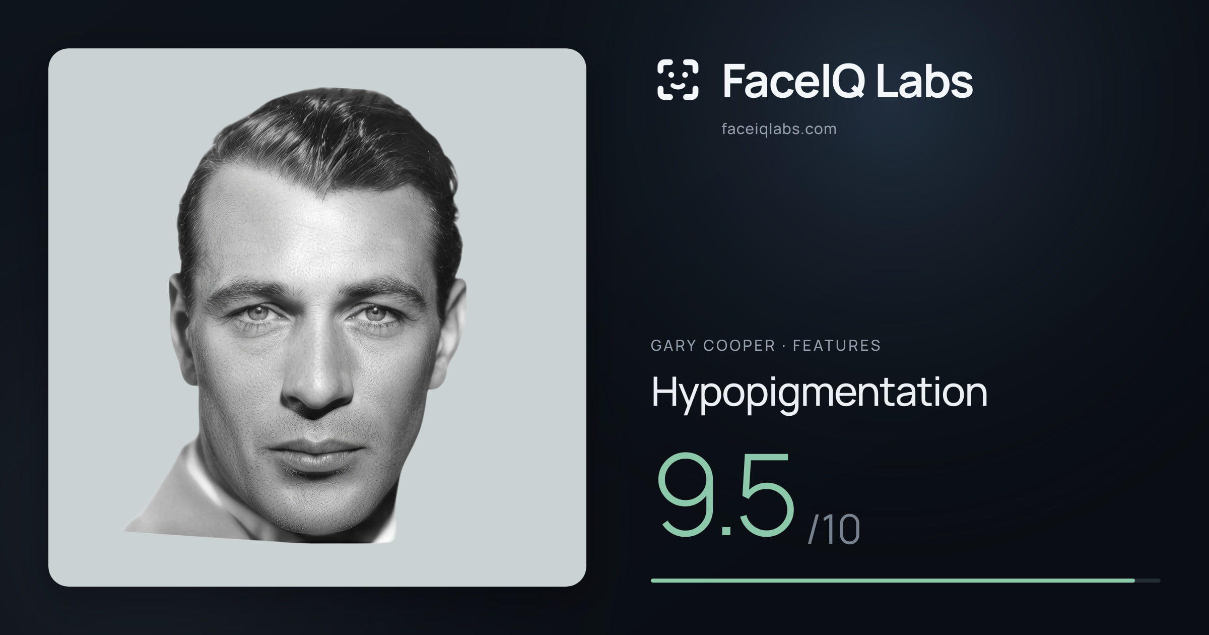 Gary Cooper Hypopigmentation: 9.5/10, drawn on the photo