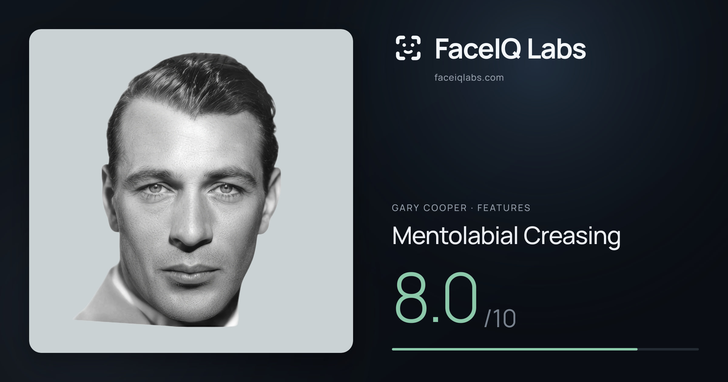 Gary Cooper Mentolabial Creasing: 8.0/10, drawn on the photo