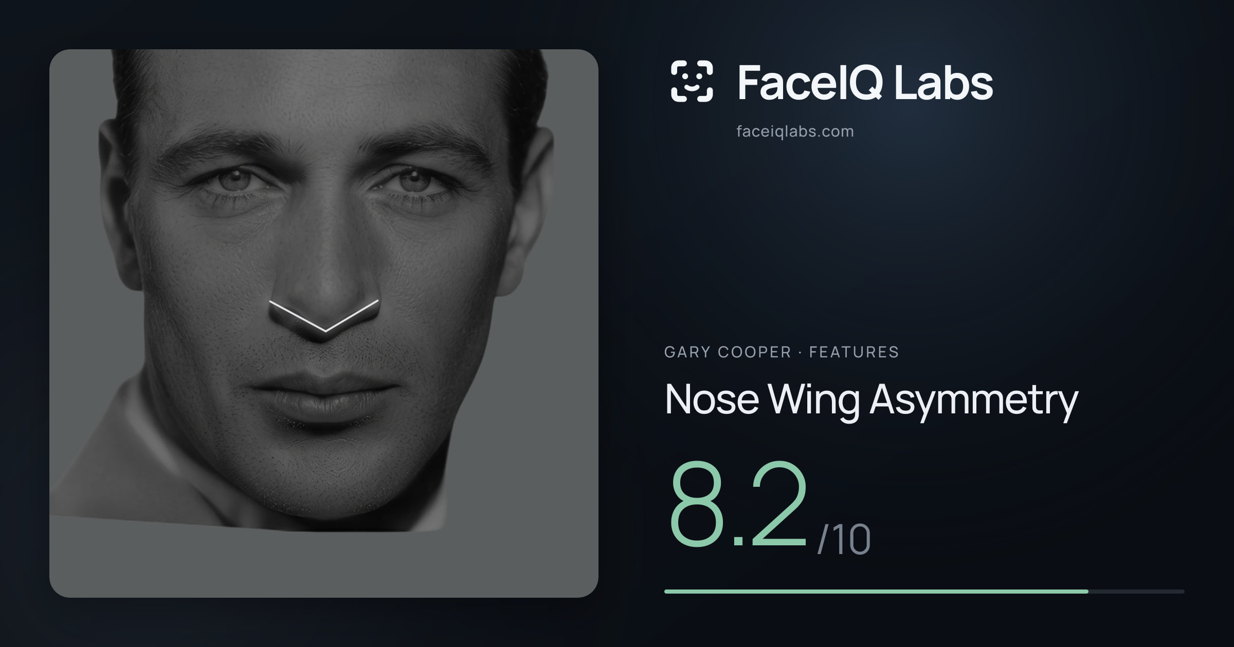 Gary Cooper Nose Wing Asymmetry: 8.2/10, drawn on the photo