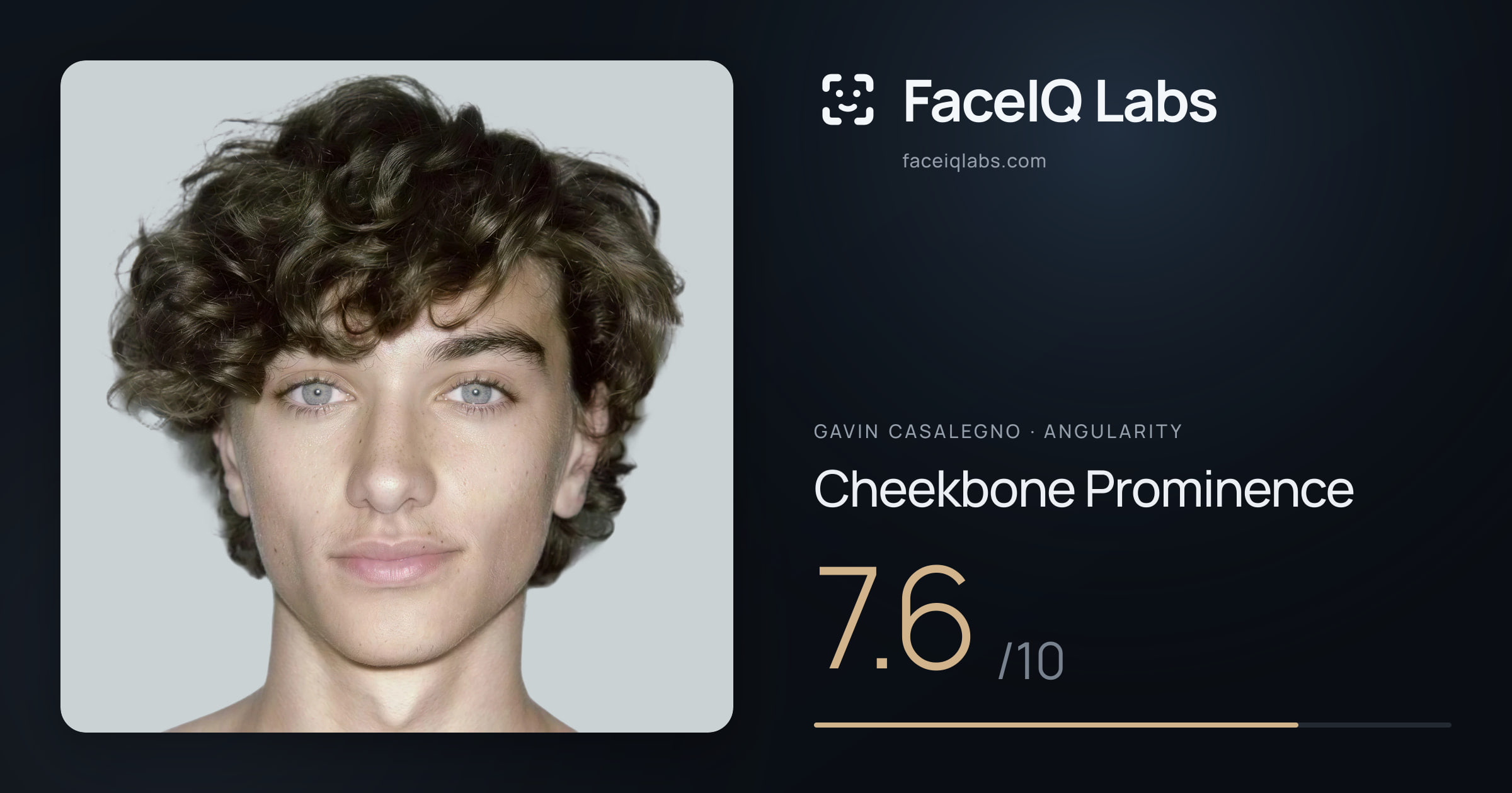 Gavin Casalegno Cheekbone Prominence: 7.6/10, drawn on the photo