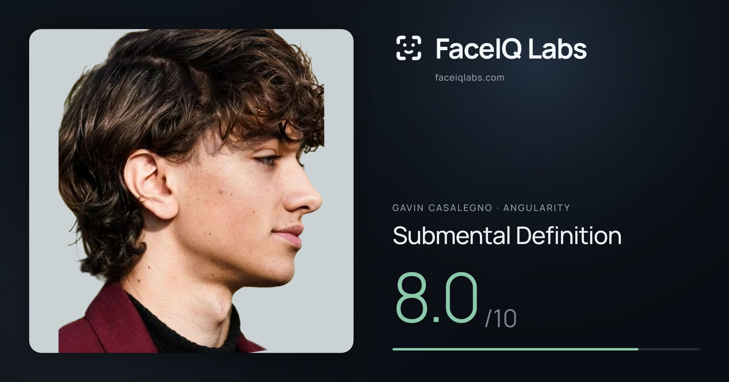 Gavin Casalegno Submental Definition: 8.0/10, drawn on the photo