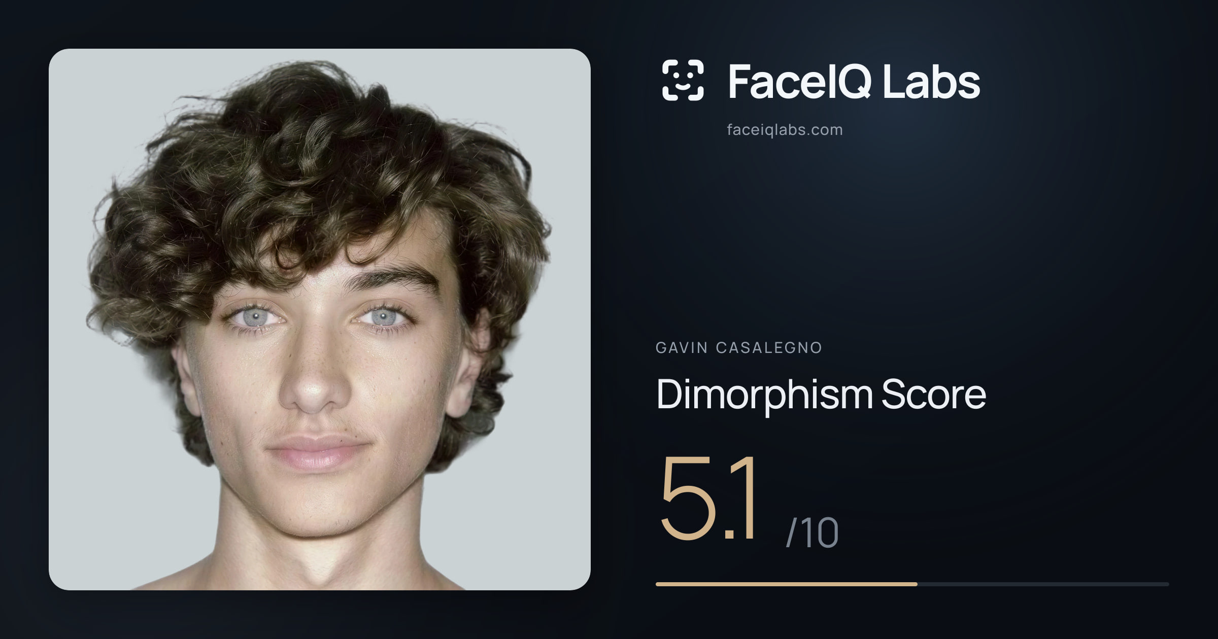 Gavin Casalegno Dimorphism: 5.1/10, with each assessment drawn on the photo