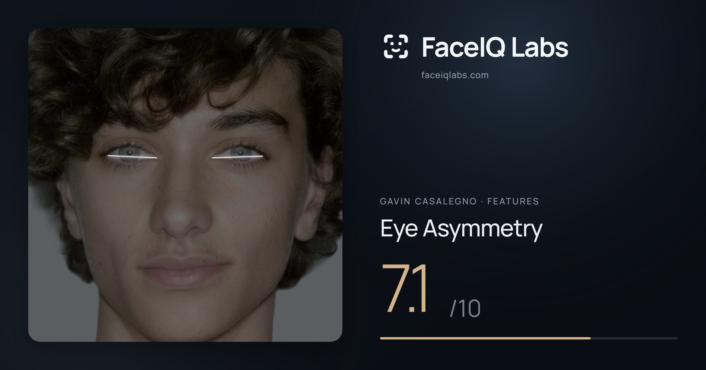 Gavin Casalegno Eye Asymmetry: 7.1/10, drawn on the photo