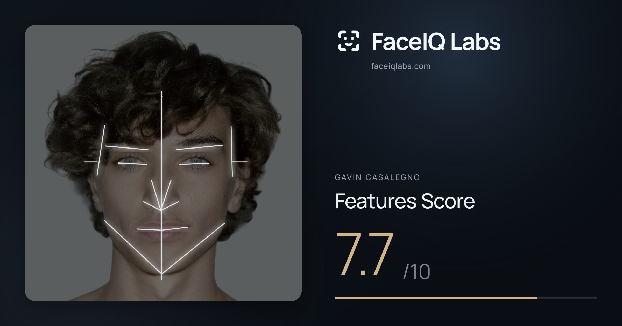 Gavin Casalegno Features: 7.7/10, with each assessment drawn on the photo