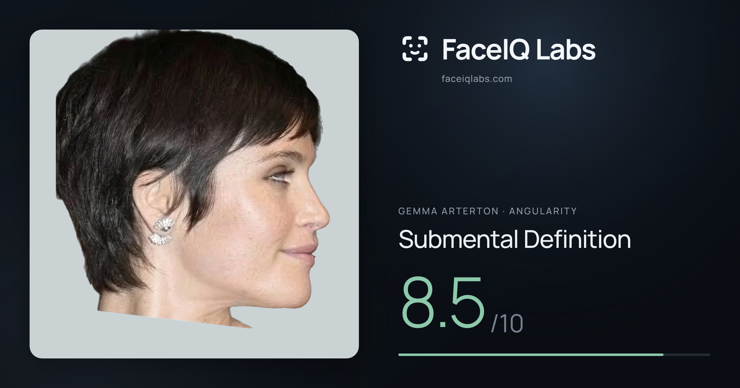 Gemma Arterton Submental Definition: 8.5/10, drawn on the photo