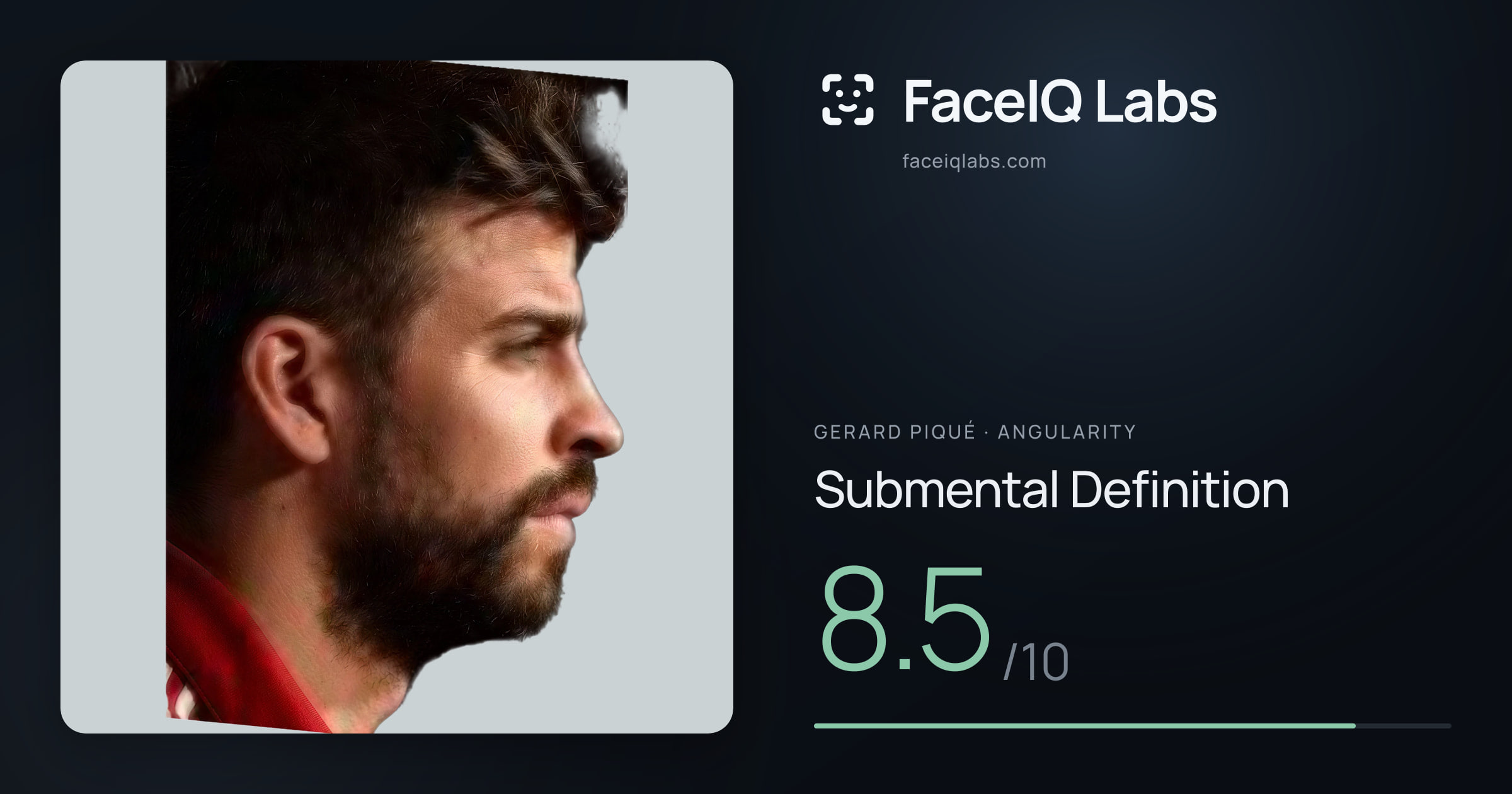 Gerard Piqué Submental Definition: 8.5/10, drawn on the photo