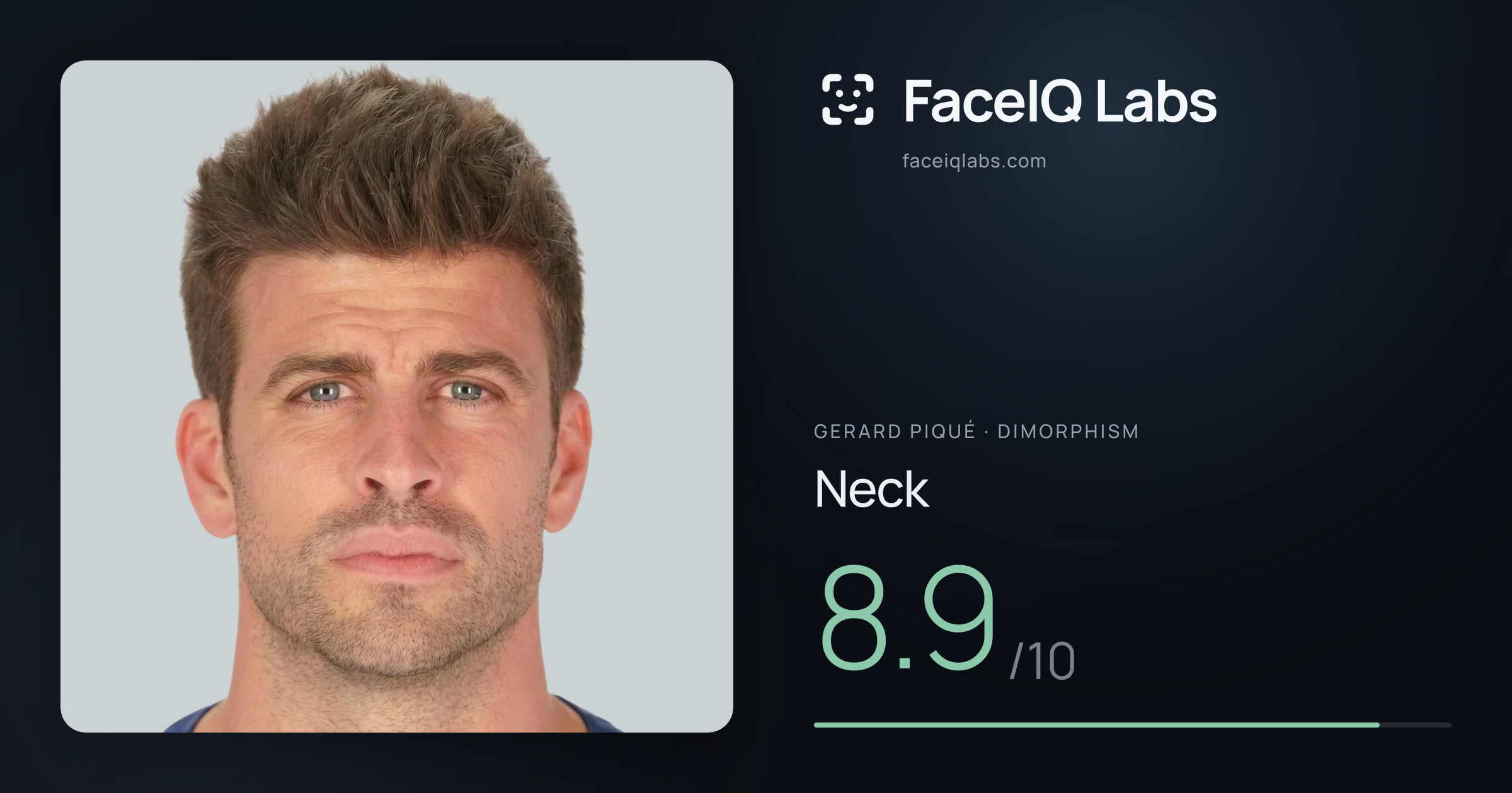 Gerard Piqué Neck: 8.9/10, drawn on the photo
