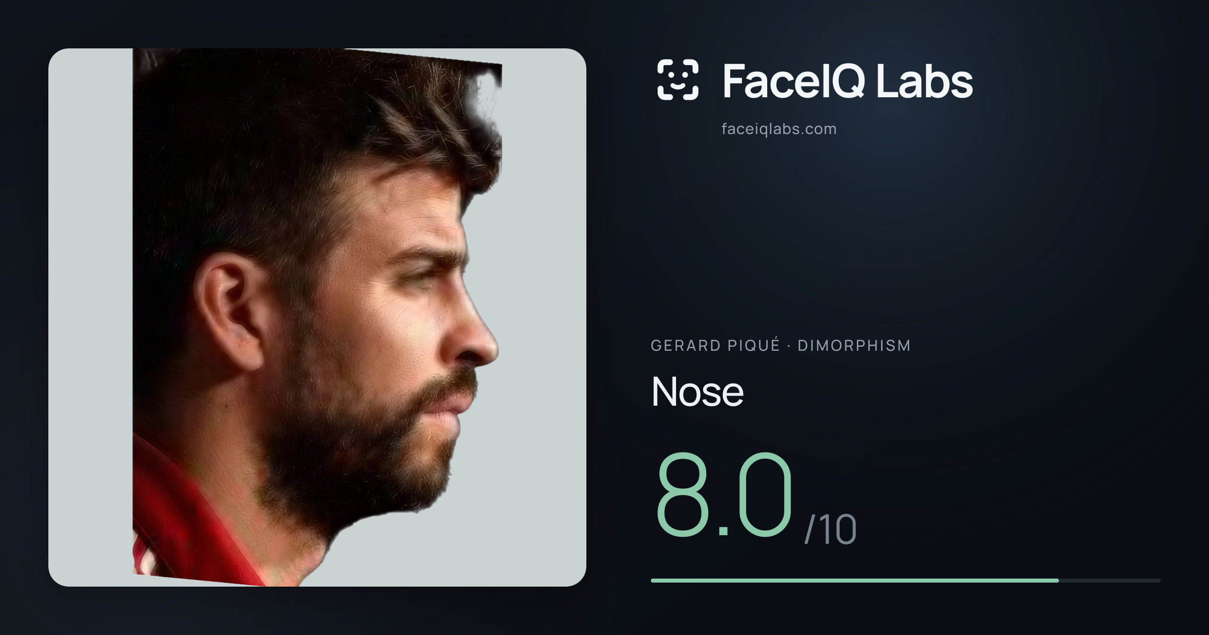 Gerard Piqué Nose: 8.0/10, drawn on the photo