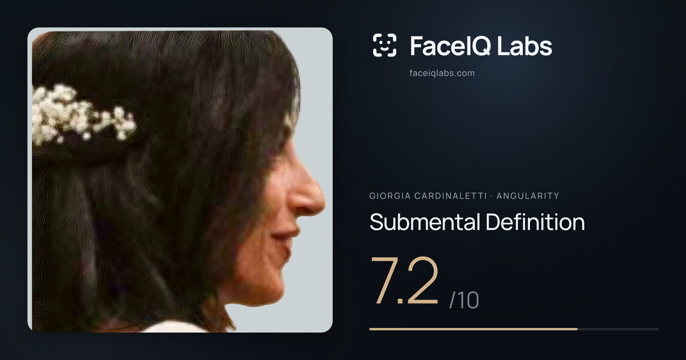 Giorgia Cardinaletti Submental Definition: 7.2/10, drawn on the photo