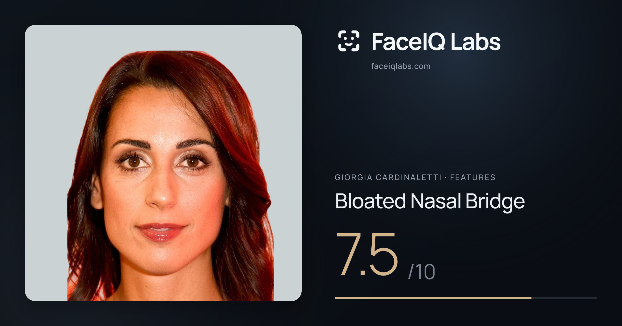 Giorgia Cardinaletti Bloated Nasal Bridge: 7.5/10, drawn on the photo