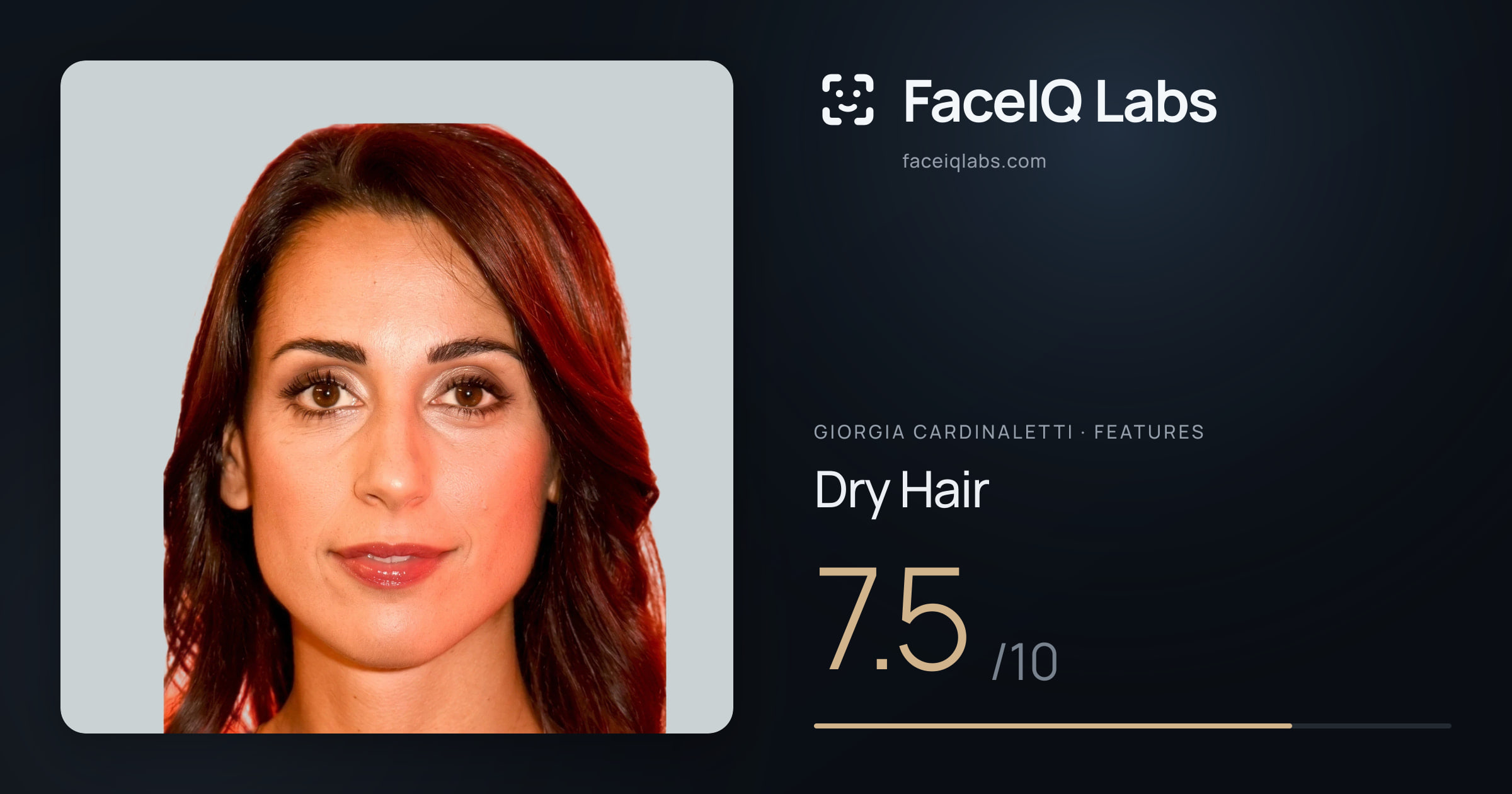 Giorgia Cardinaletti Dry Hair: 7.5/10, drawn on the photo