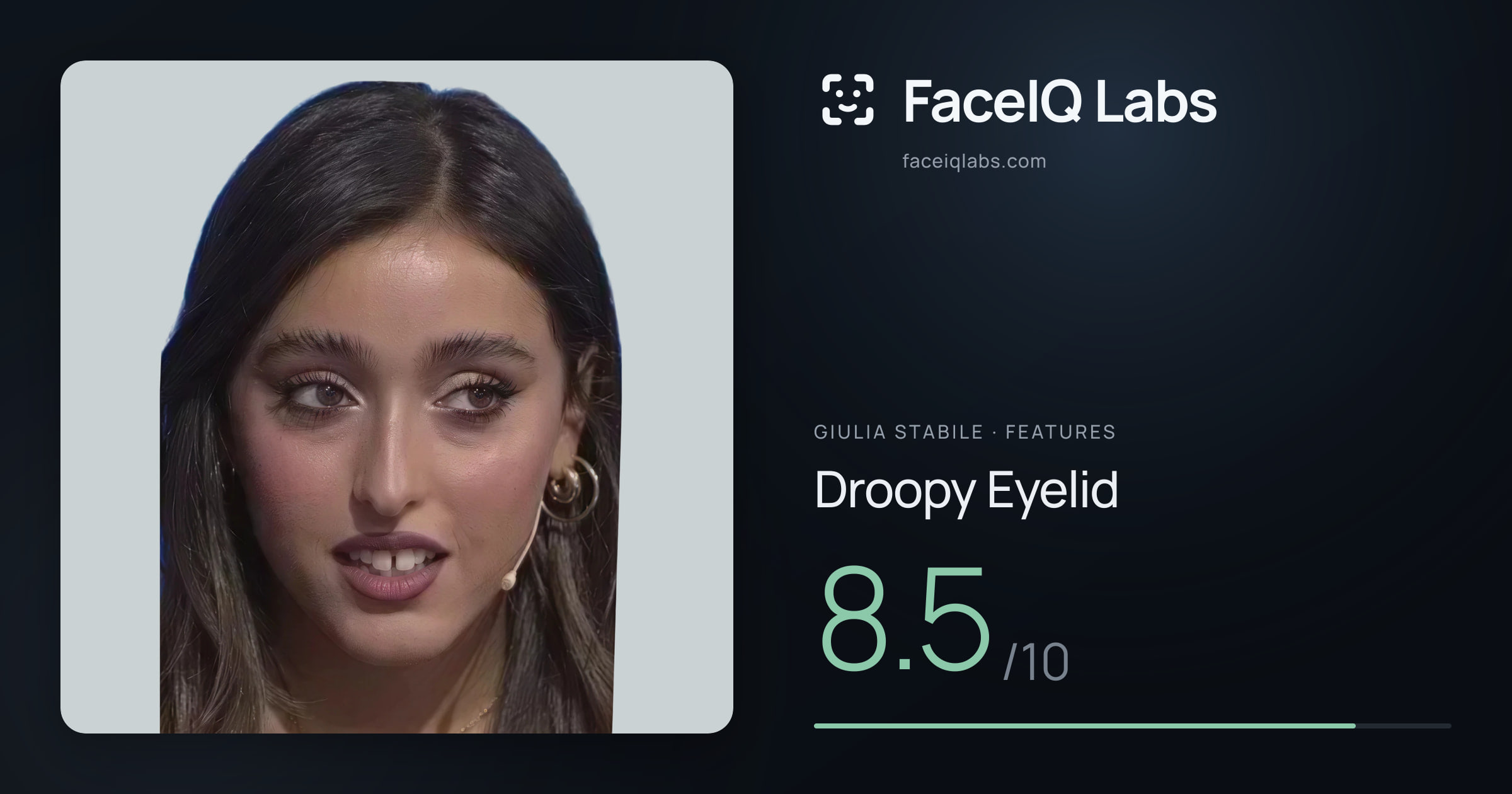 Giulia Stabile Droopy Eyelid: 8.5/10, drawn on the photo
