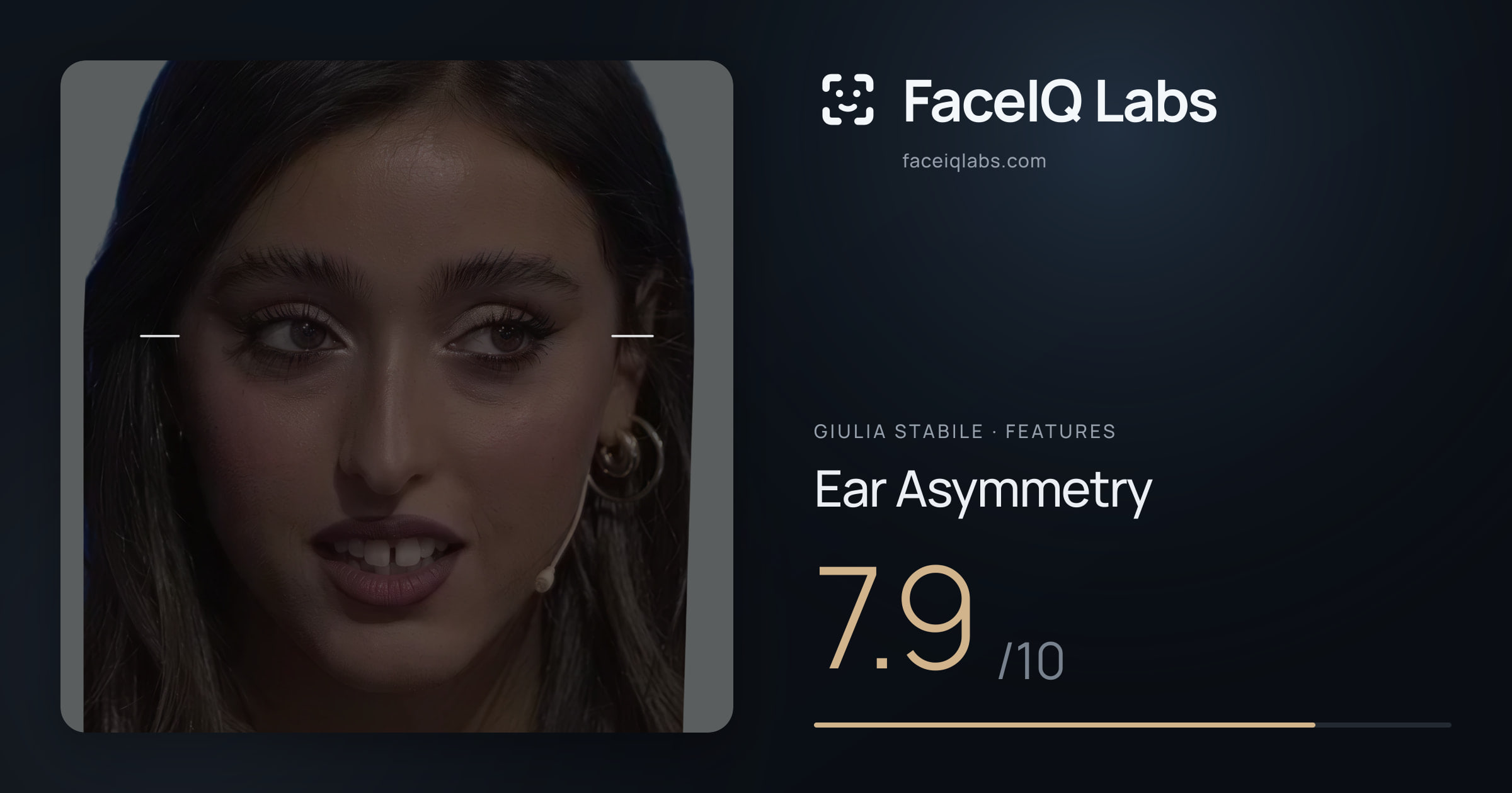 Giulia Stabile Ear Asymmetry: 7.9/10, drawn on the photo