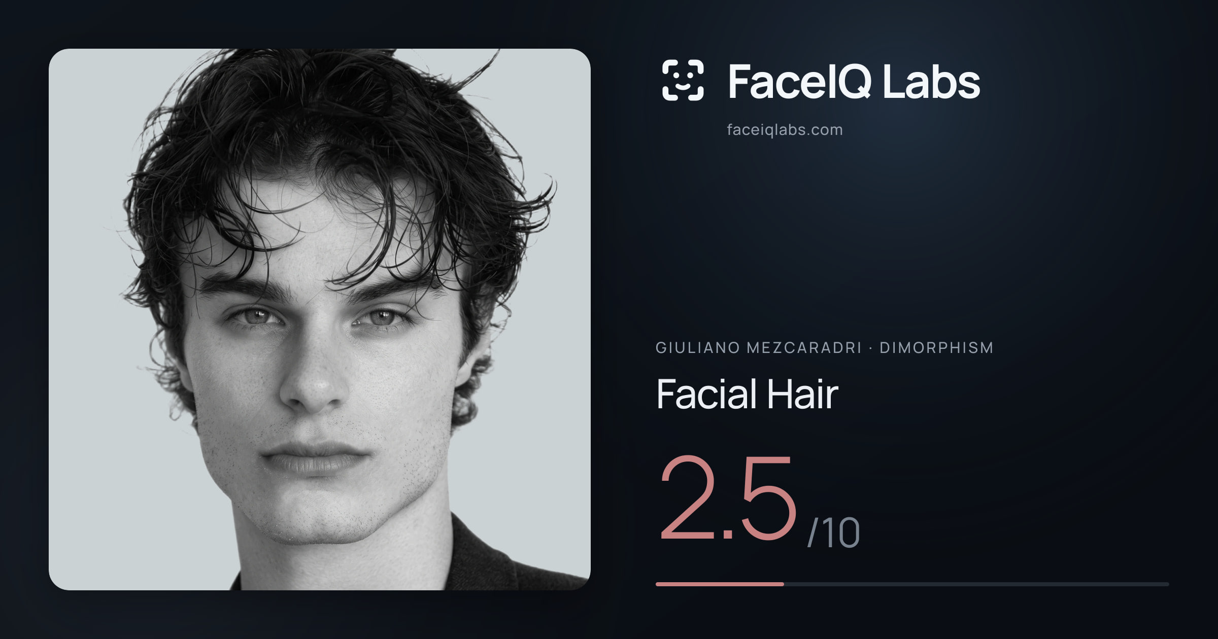 Giuliano Mezcaradri Facial Hair: 2.5/10, drawn on the photo