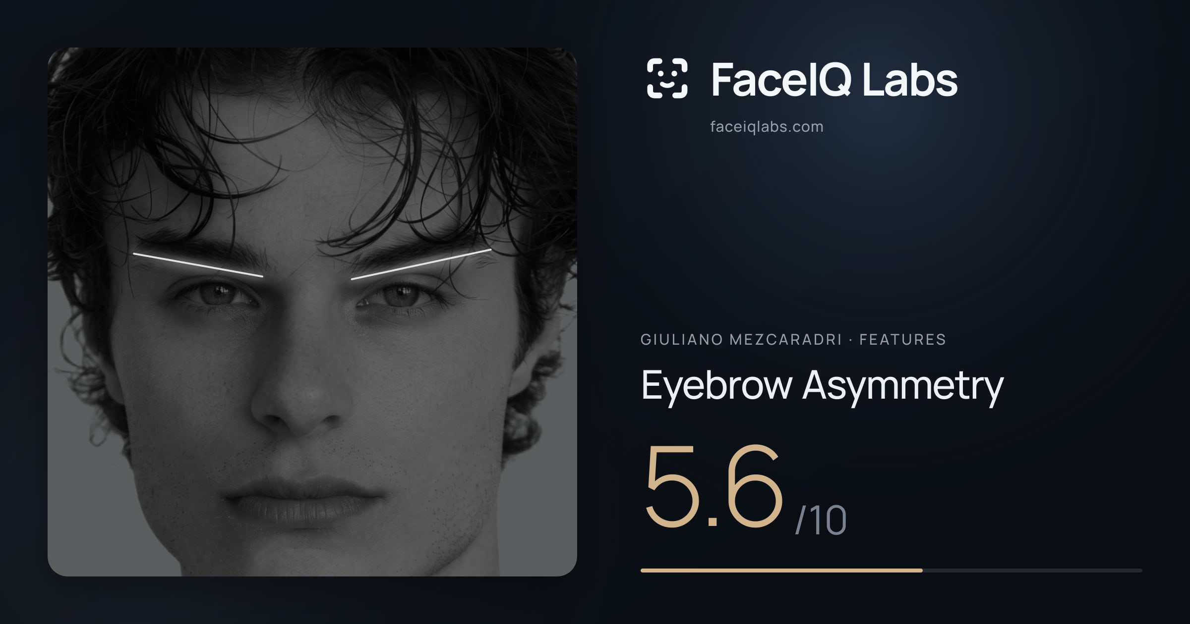 Giuliano Mezcaradri Eyebrow Asymmetry: 5.6/10, drawn on the photo