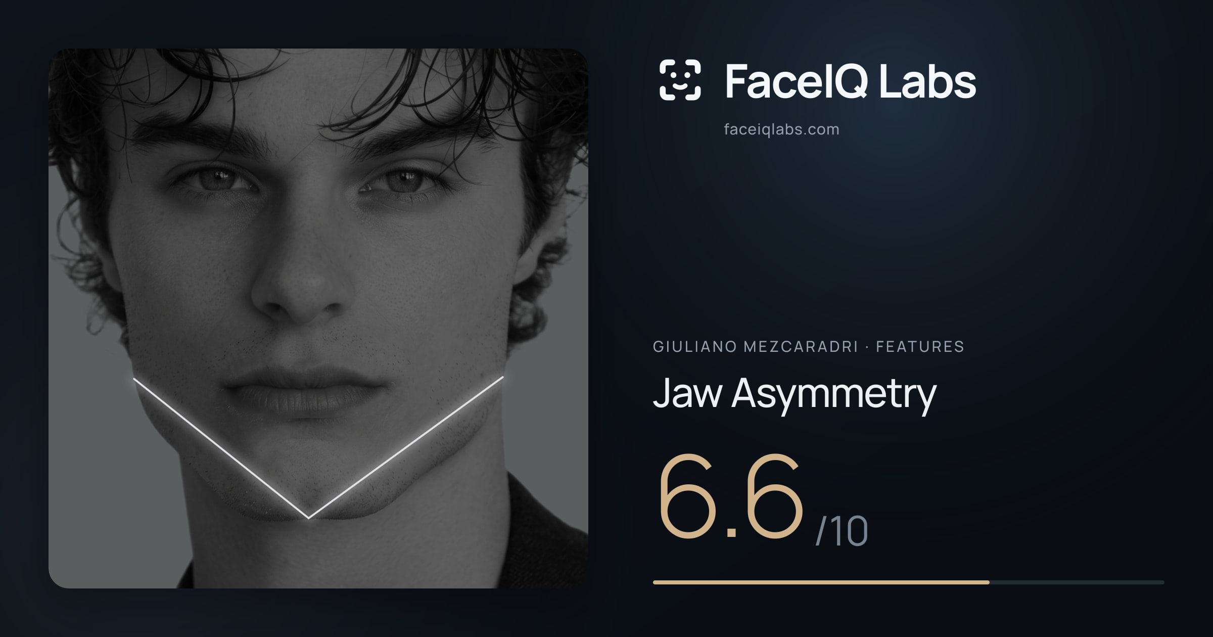 Giuliano Mezcaradri Jaw Asymmetry: 6.6/10, drawn on the photo