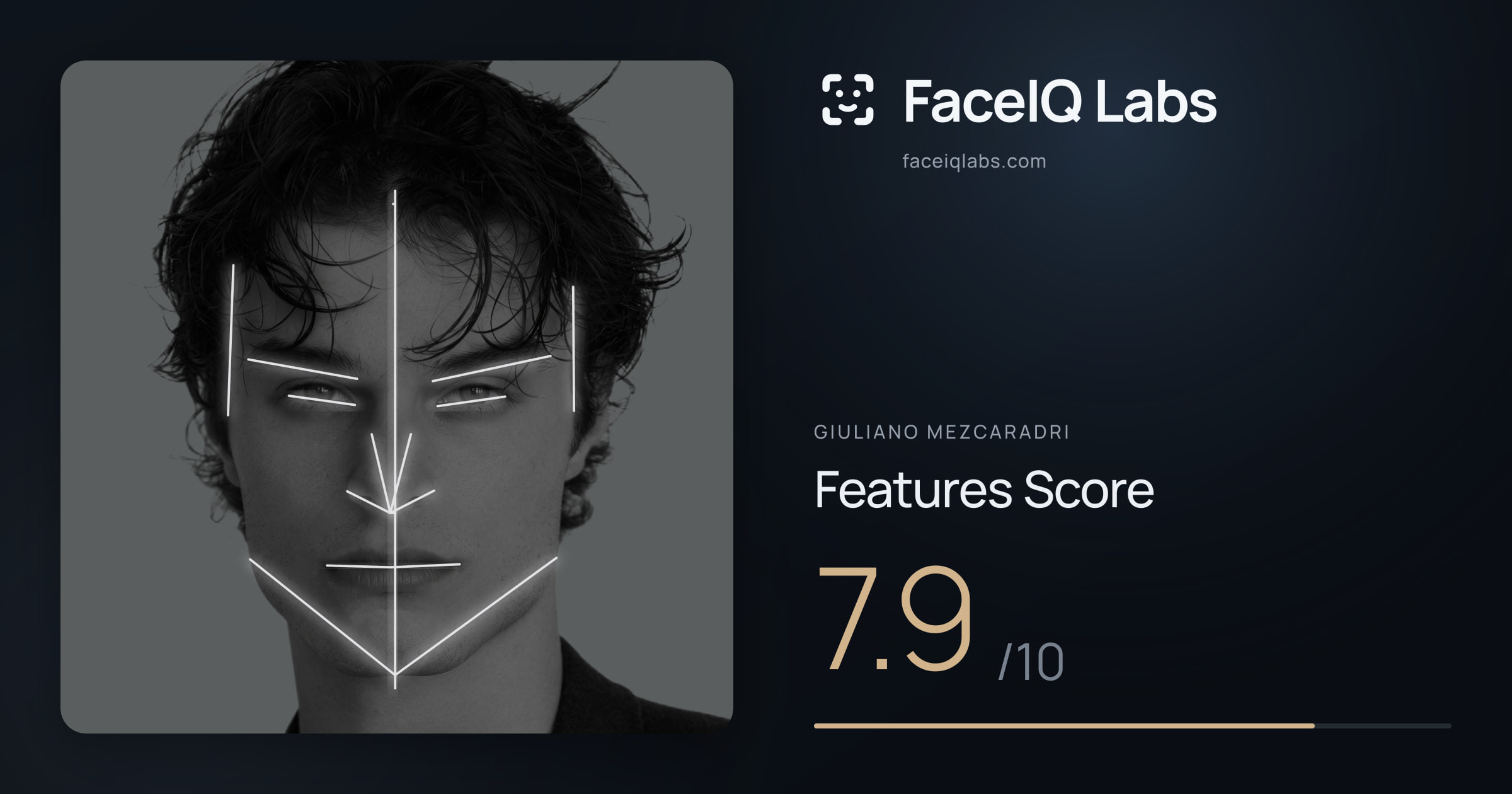 Giuliano Mezcaradri Features: 8.0/10, with each assessment drawn on the photo
