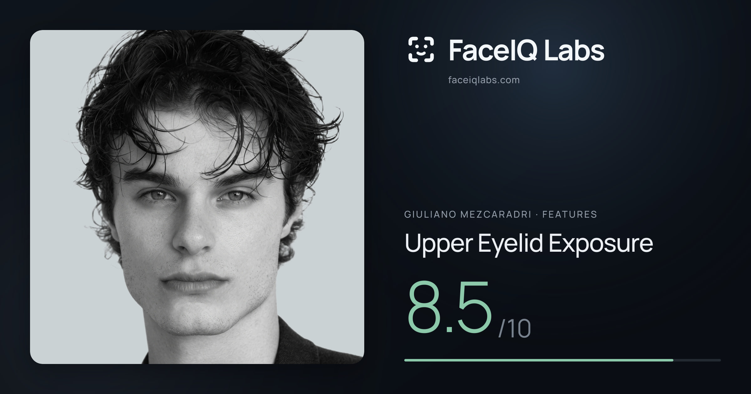 Giuliano Mezcaradri Upper Eyelid Exposure: 8.5/10, drawn on the photo