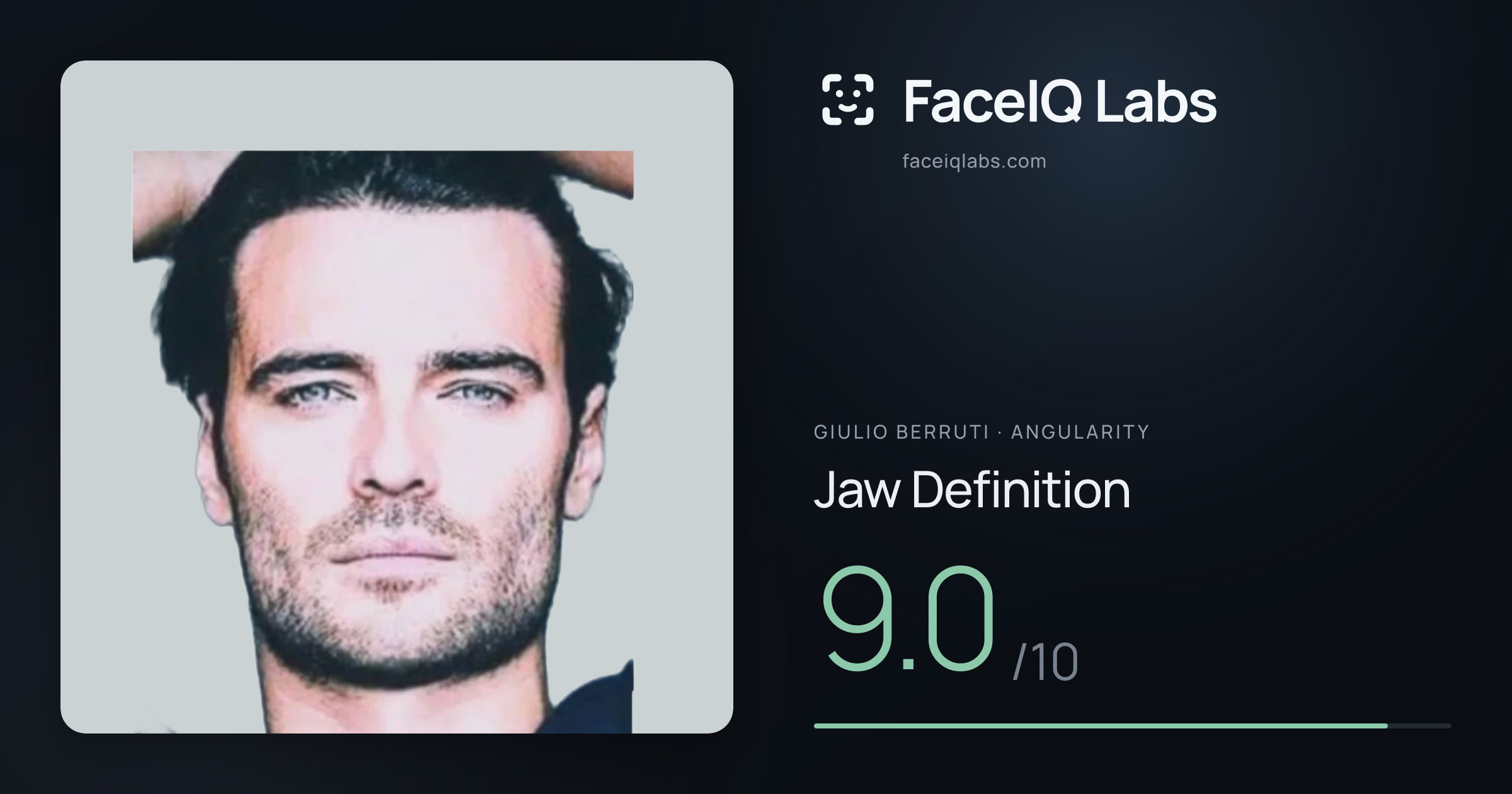 Giulio Berruti Jaw Definition: 9.0/10, drawn on the photo