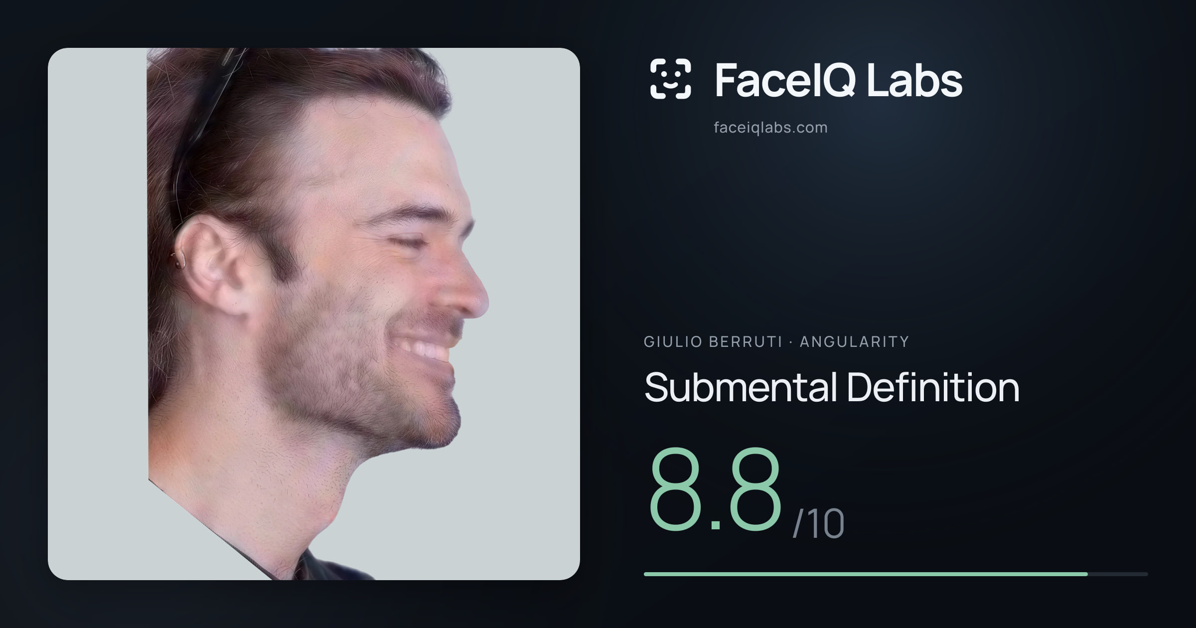 Giulio Berruti Submental Definition: 8.8/10, drawn on the photo