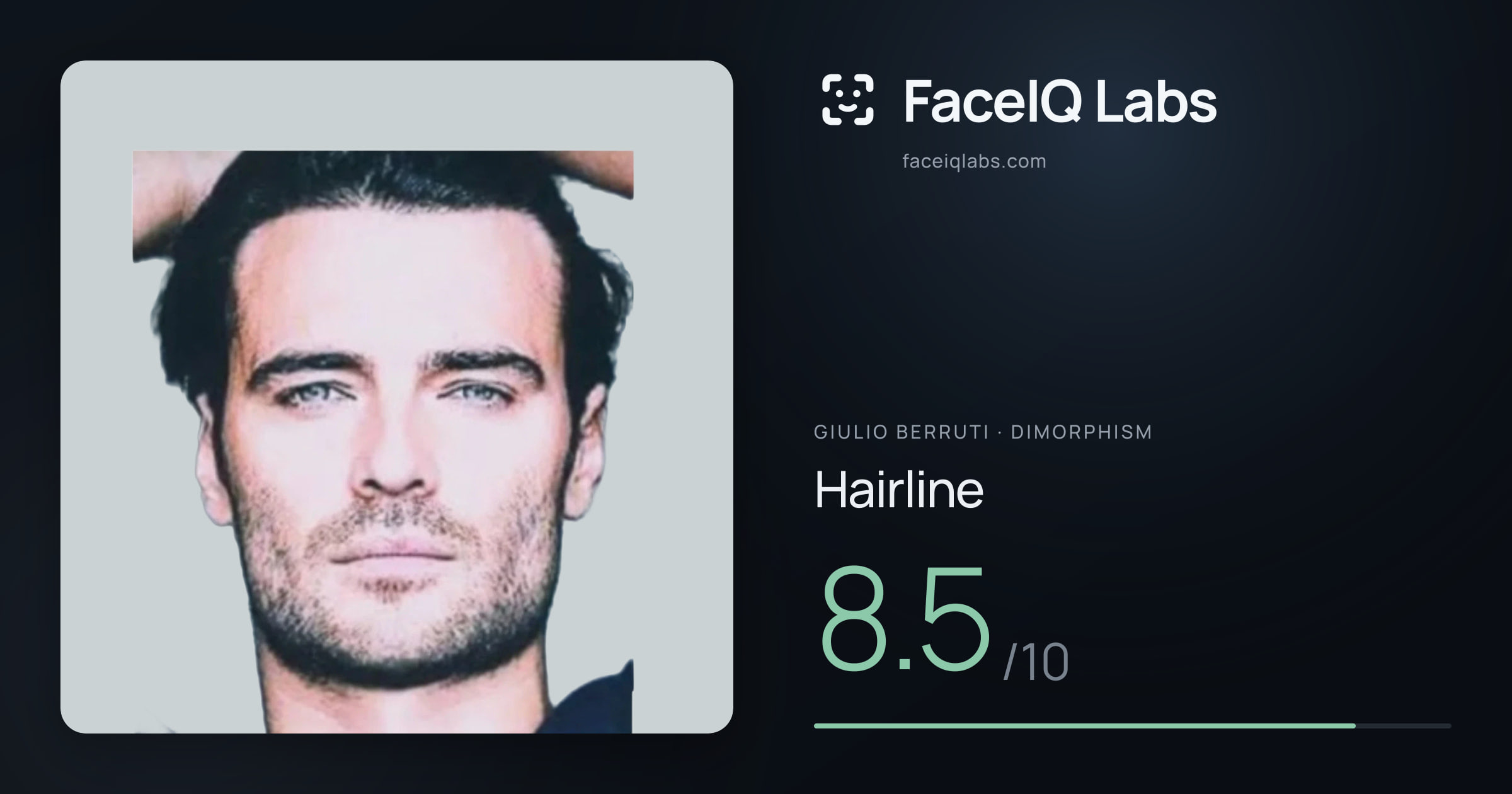 Giulio Berruti Hairline: 8.5/10, drawn on the photo