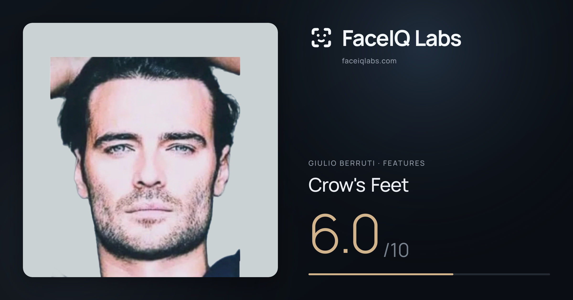 Giulio Berruti Crow's Feet: 6.0/10, drawn on the photo